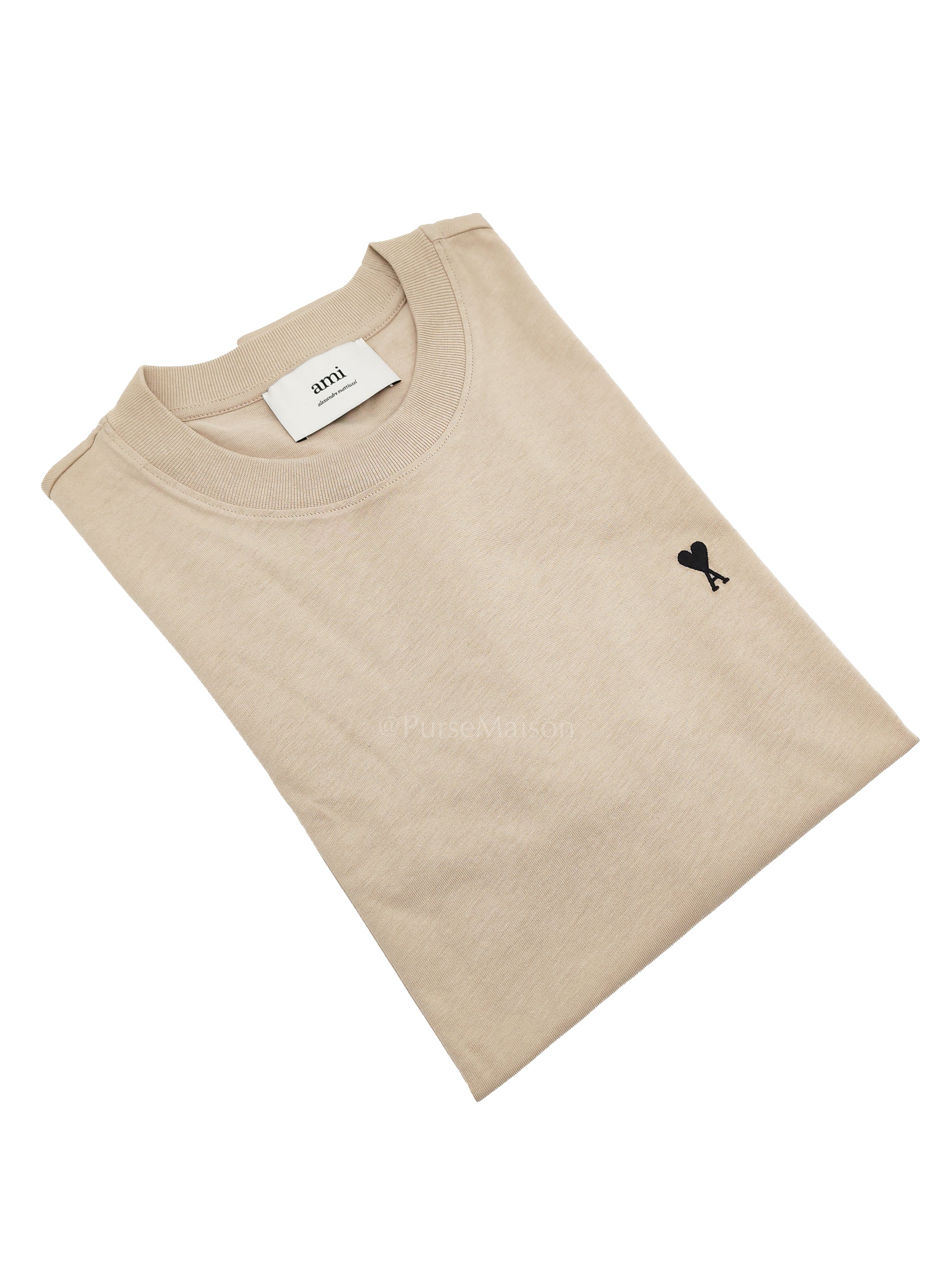 Ami De Coeur Cotton T-Shirt in Beige Size Small | Purse Maison Luxury Bags Shop