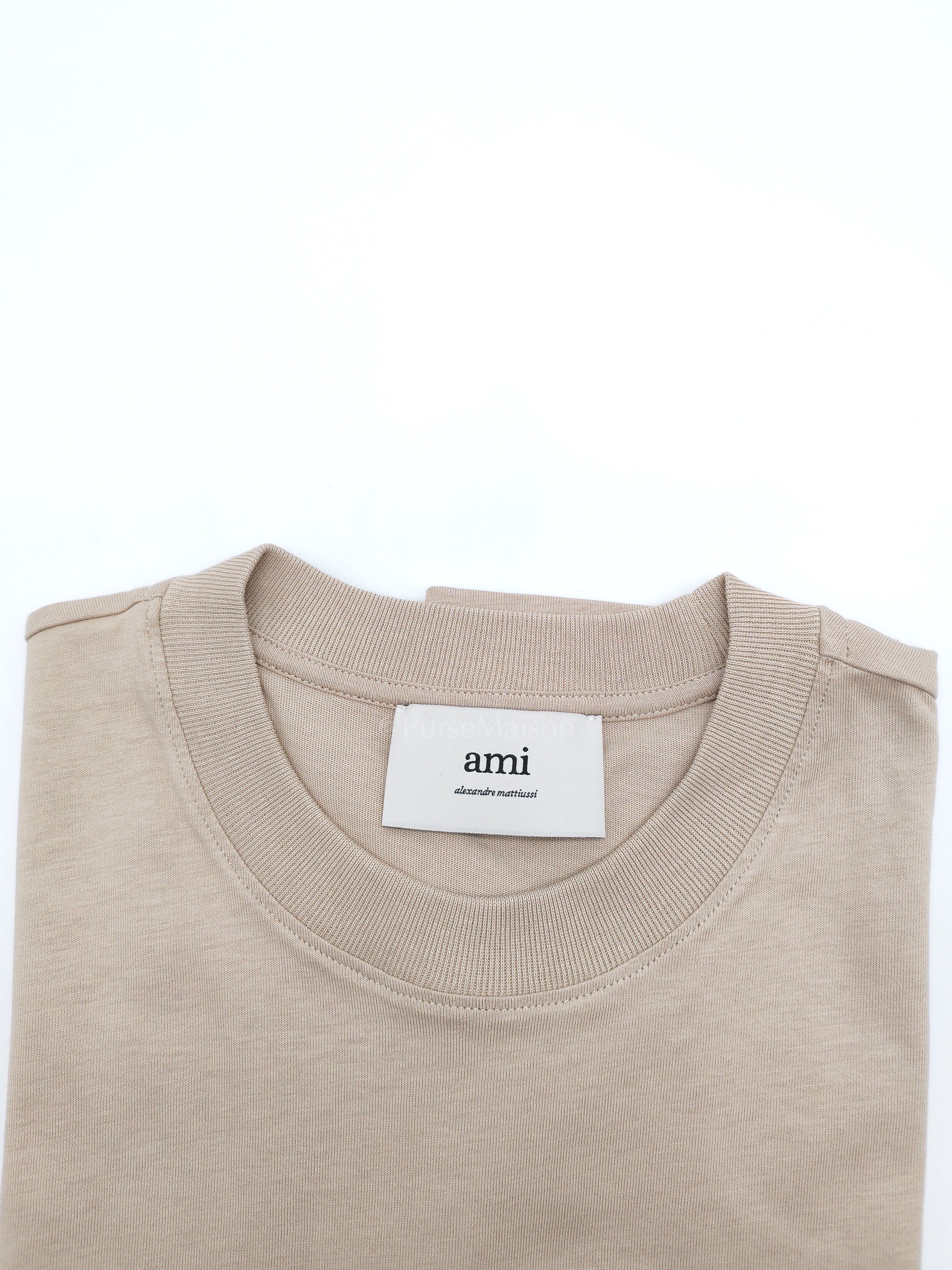 Ami De Coeur Cotton T-Shirt in Beige Size Small | Purse Maison Luxury Bags Shop