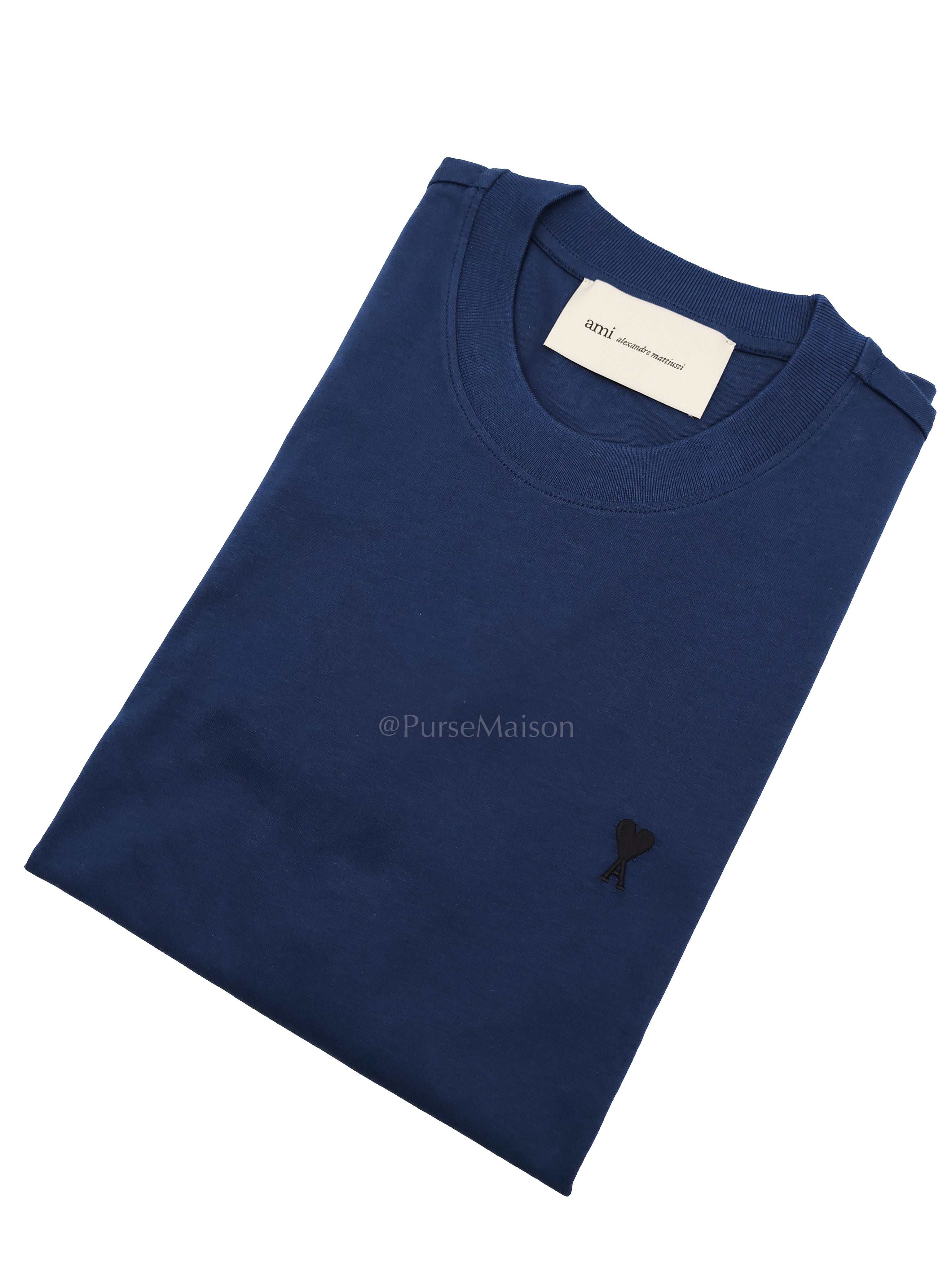 Ami De Coeur Cotton T-Shirt in Blue Size Medium | Purse Maison Luxury Bags Shop