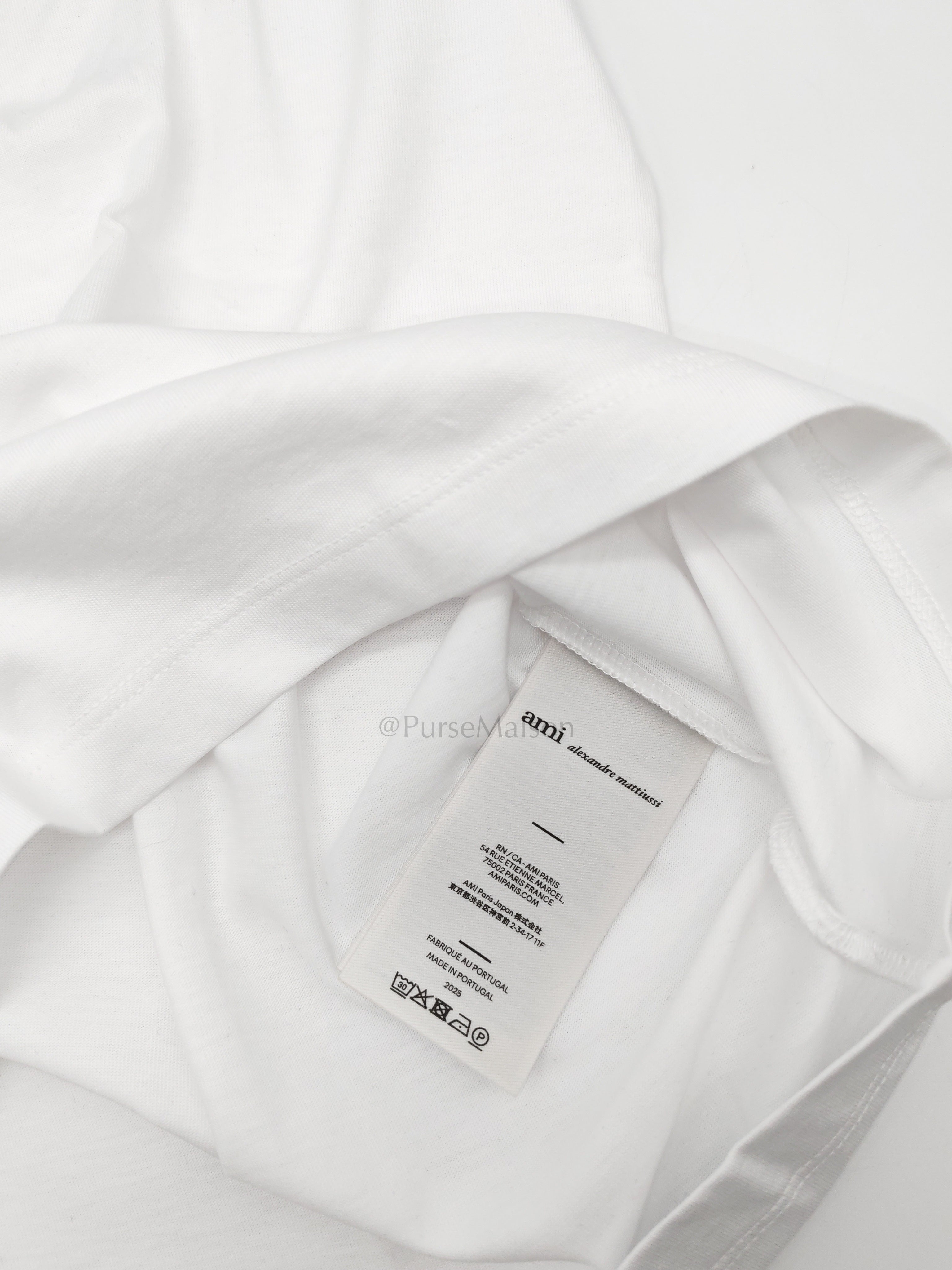 Ami De Coeur Cotton T-Shirt in White Size Medium | Purse Maison Luxury Bags Shop