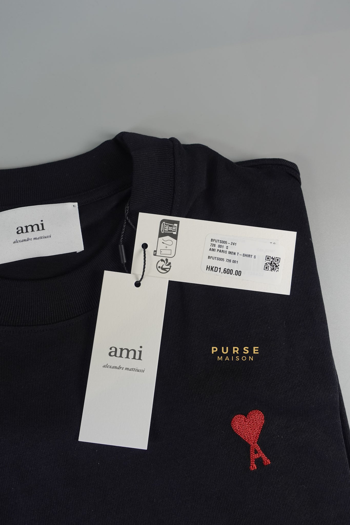 Ami Paris T-Shirt Black Unisex (Size XS) | Purse Maison Luxury Bags Shop