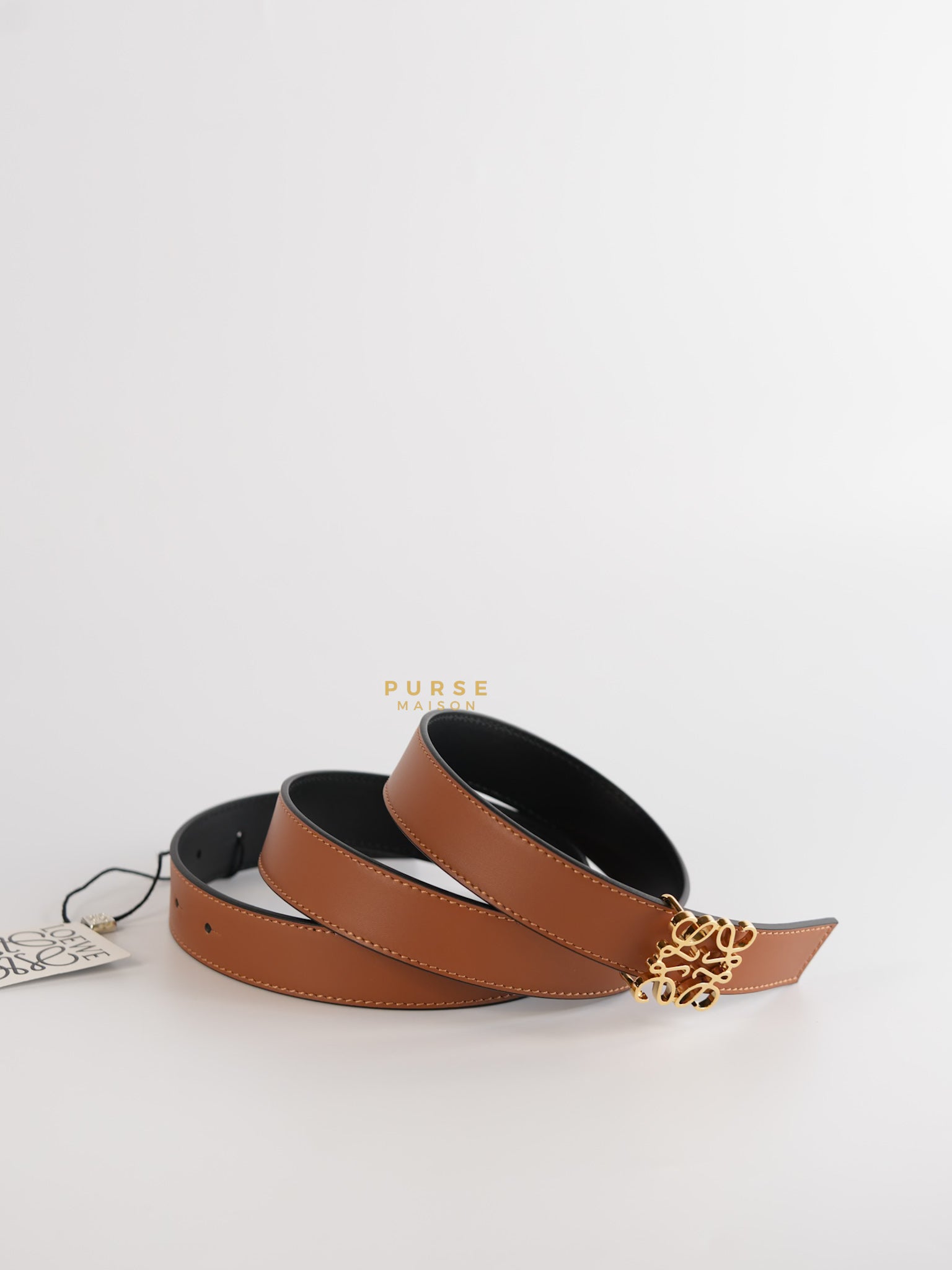 Anagram Reversible Belt in Black/Brown Leather (95cm) | Purse Maison Luxury Bags Shop