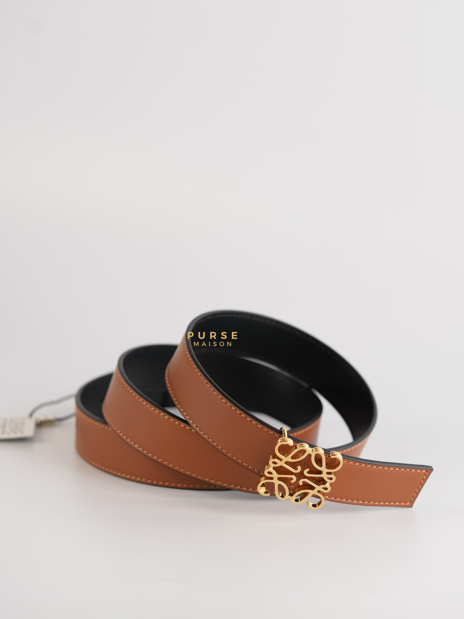 Anagram Reversible Belt in Black/Brown Leather (95cm) | Purse Maison Luxury Bags Shop
