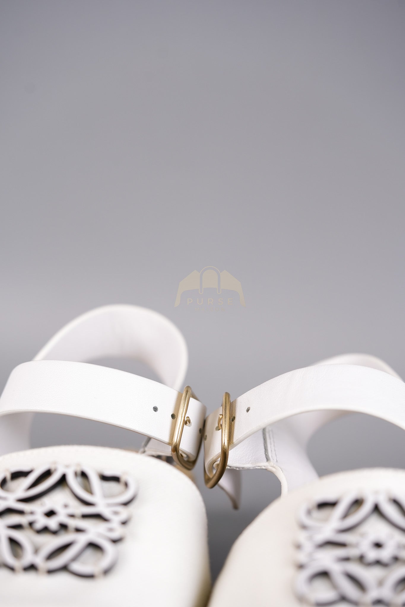 Anagram White Canvas Mule Sandals Size 37EU (24cm) | Purse Maison Luxury Bags Shop