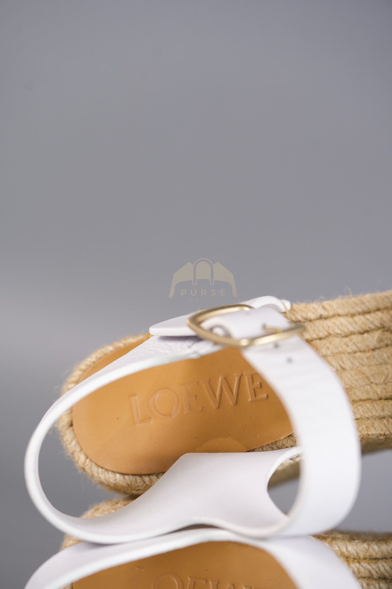 Anagram White Canvas Wedge Sandals Size 37EU (24cm) | Purse Maison Luxury Bags Shop