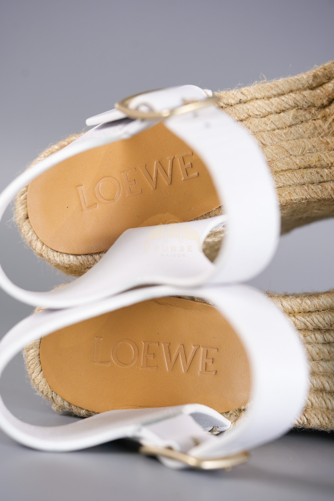 Anagram White Canvas Wedge Sandals Size 37EU (24cm) | Purse Maison Luxury Bags Shop