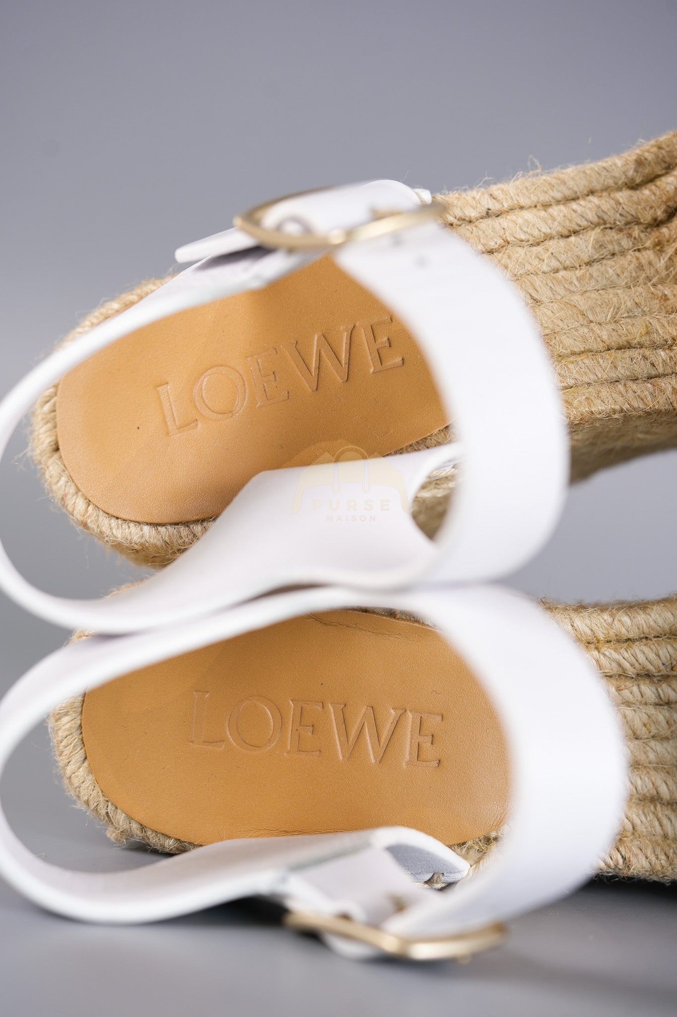 Anagram White Canvas Wedge Sandals Size 37EU (24cm) | Purse Maison Luxury Bags Shop