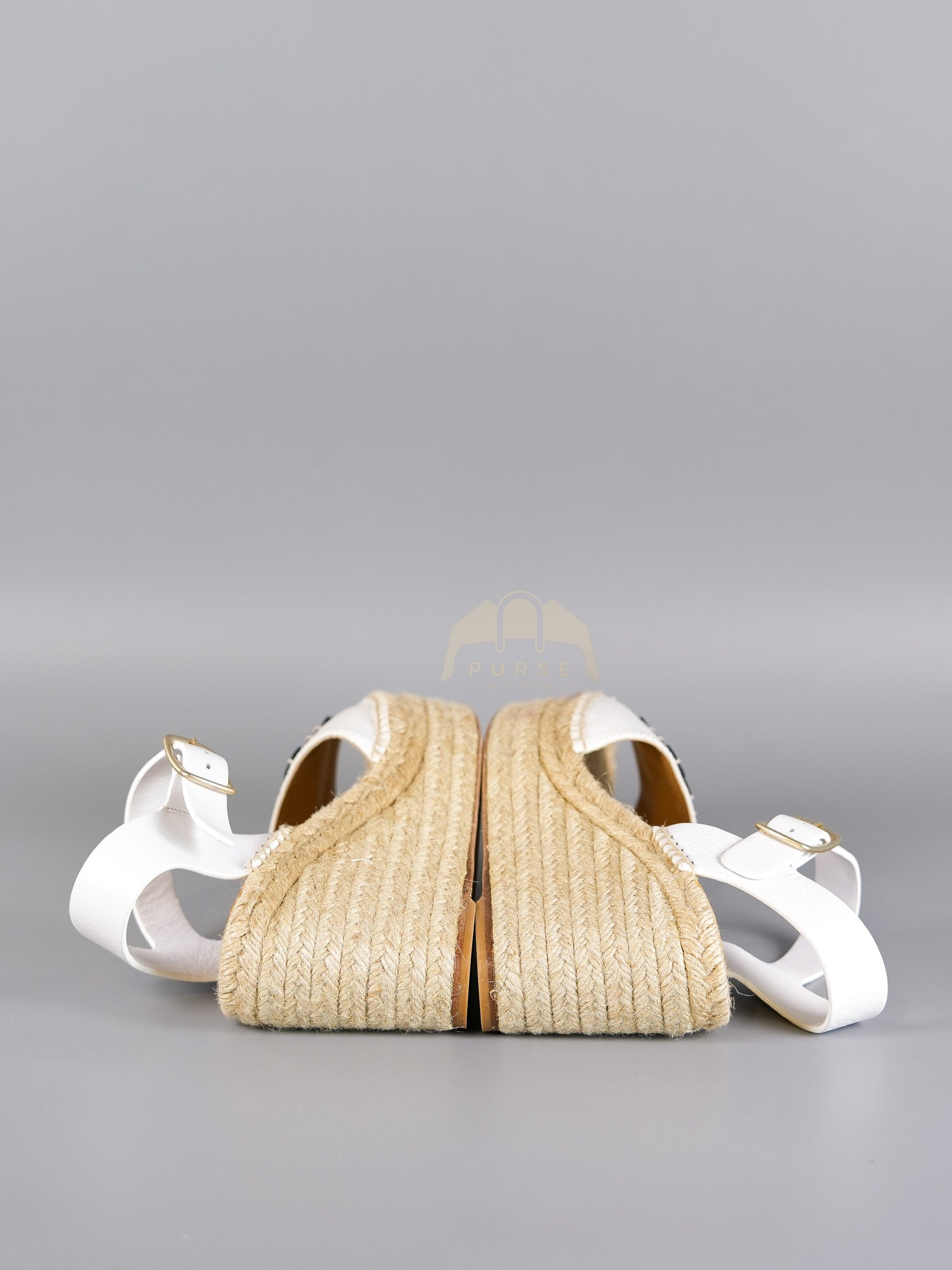 Anagram White Canvas Wedge Sandals Size 37EU (24cm) | Purse Maison Luxury Bags Shop