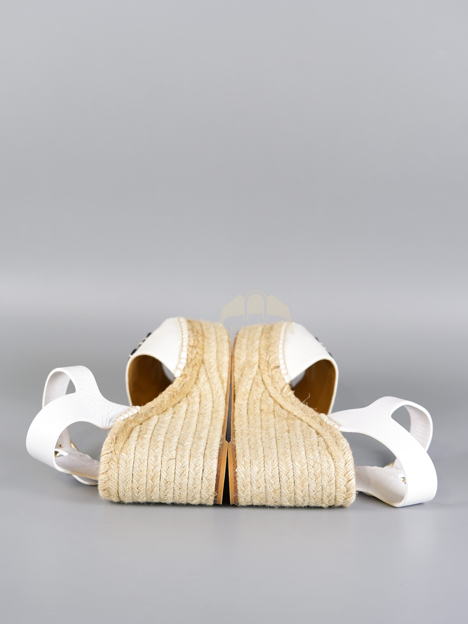 Anagram White Canvas Wedge Sandals Size 37EU (24cm) | Purse Maison Luxury Bags Shop