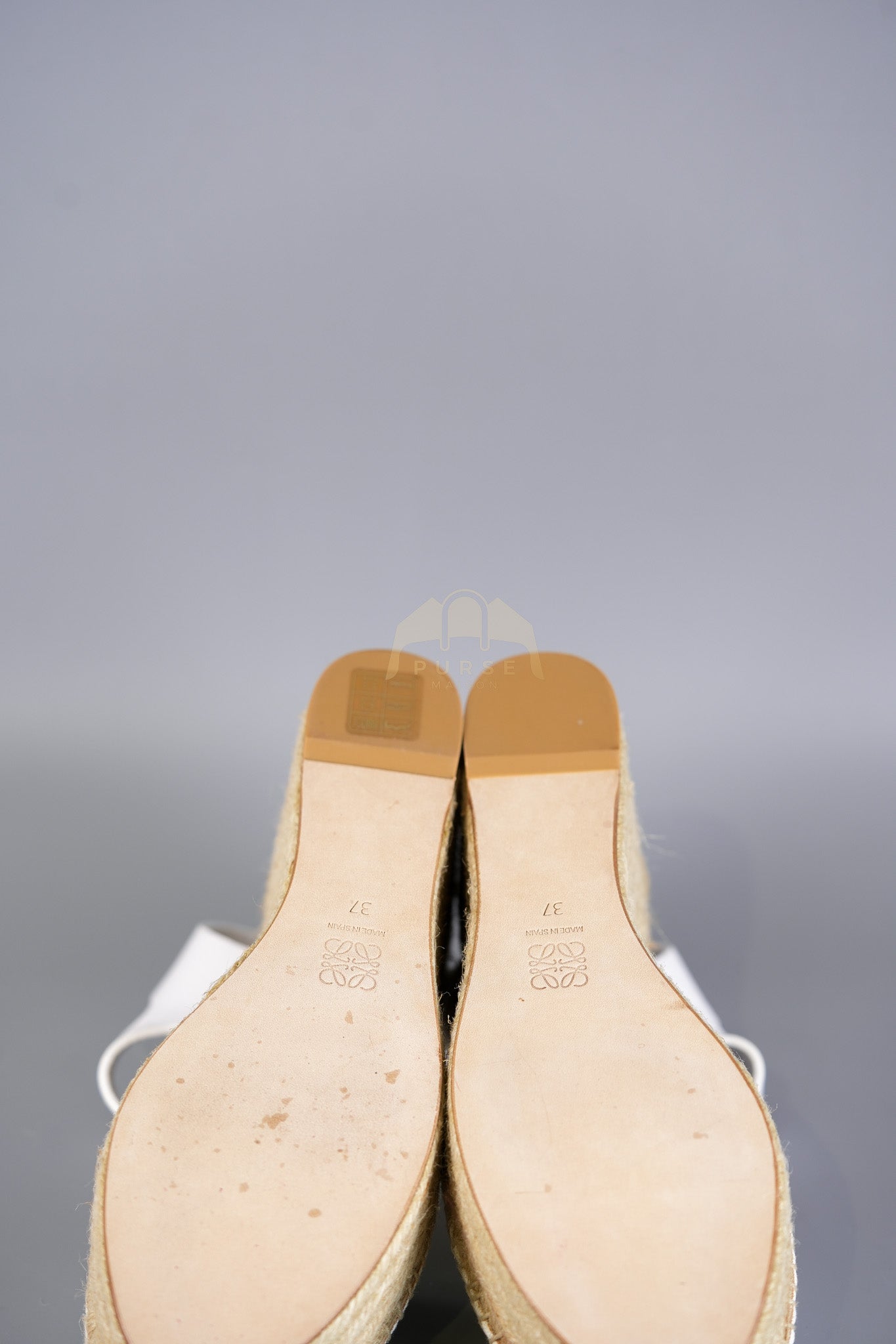 Anagram White Canvas Wedge Sandals Size 37EU (24cm) | Purse Maison Luxury Bags Shop