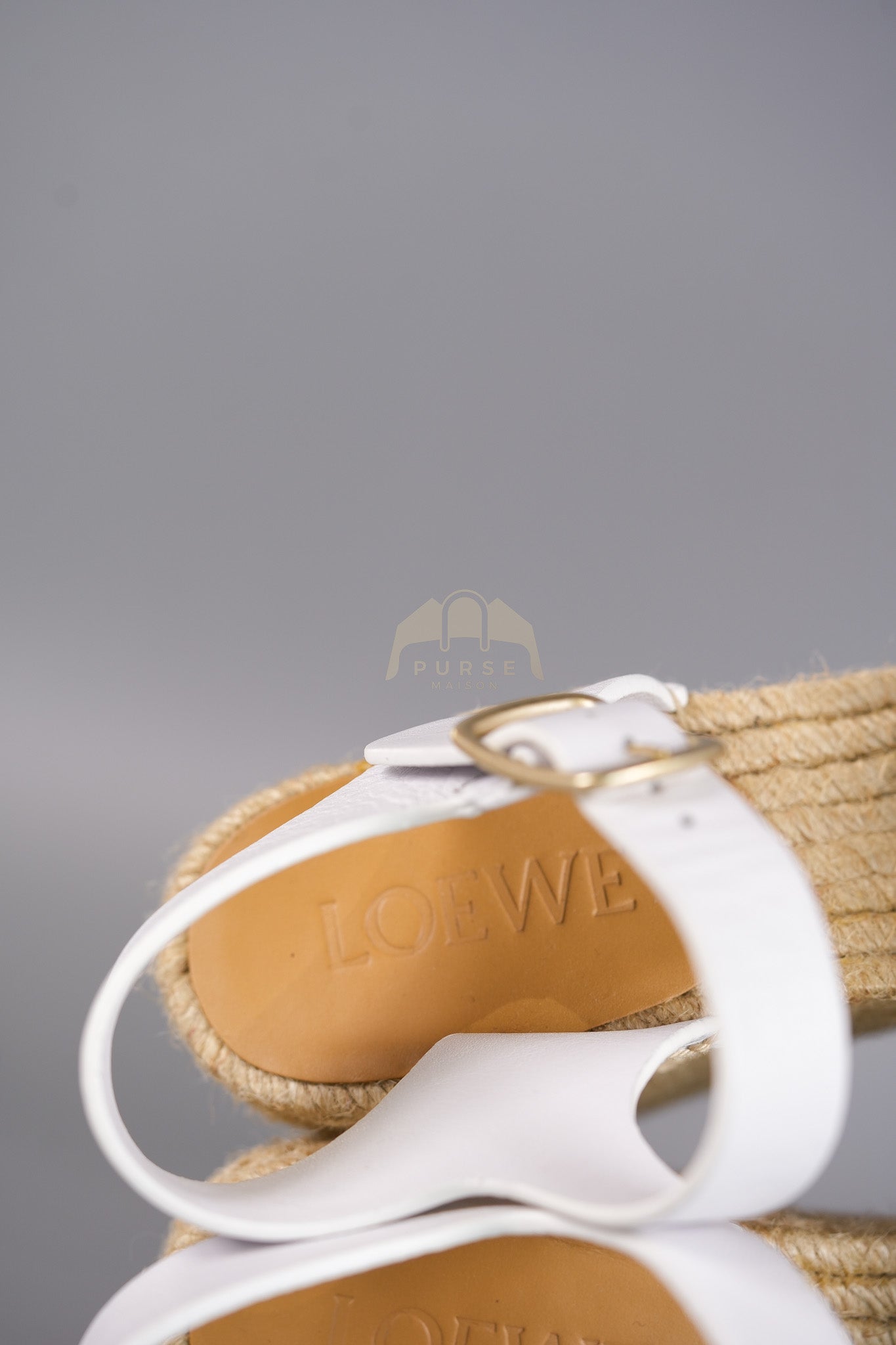 Anagram White Canvas Wedge Sandals Size 37EU (24cm) | Purse Maison Luxury Bags Shop