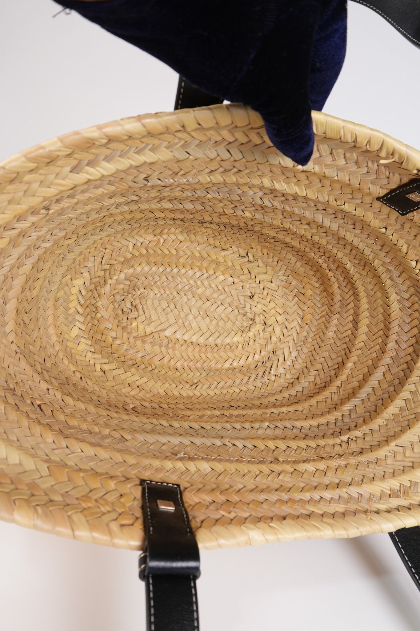 Anagram Woven Raffia Basket Bag & Black Leather | Purse Maison Luxury Bags Shop