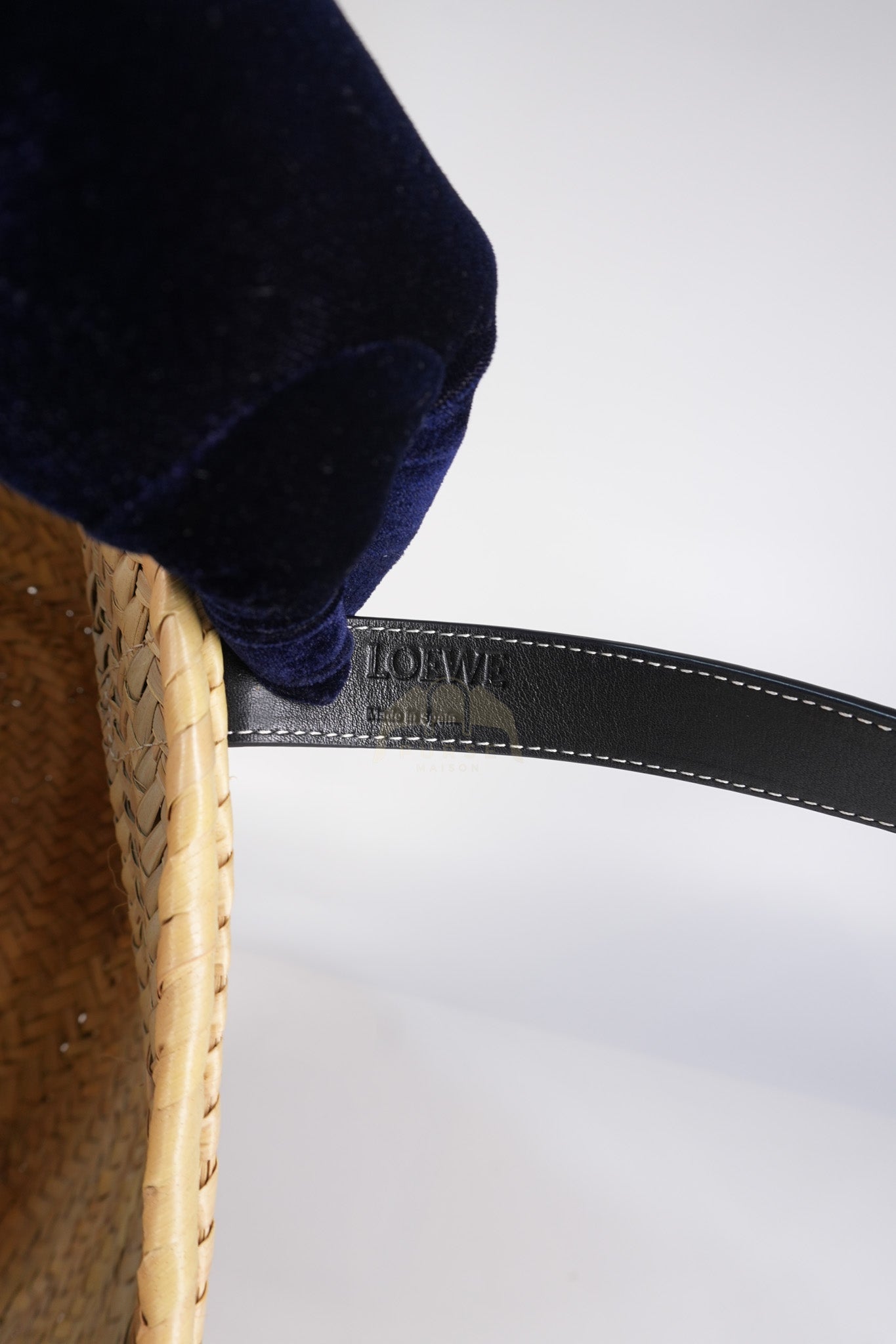 Anagram Woven Raffia Basket Bag & Black Leather | Purse Maison Luxury Bags Shop