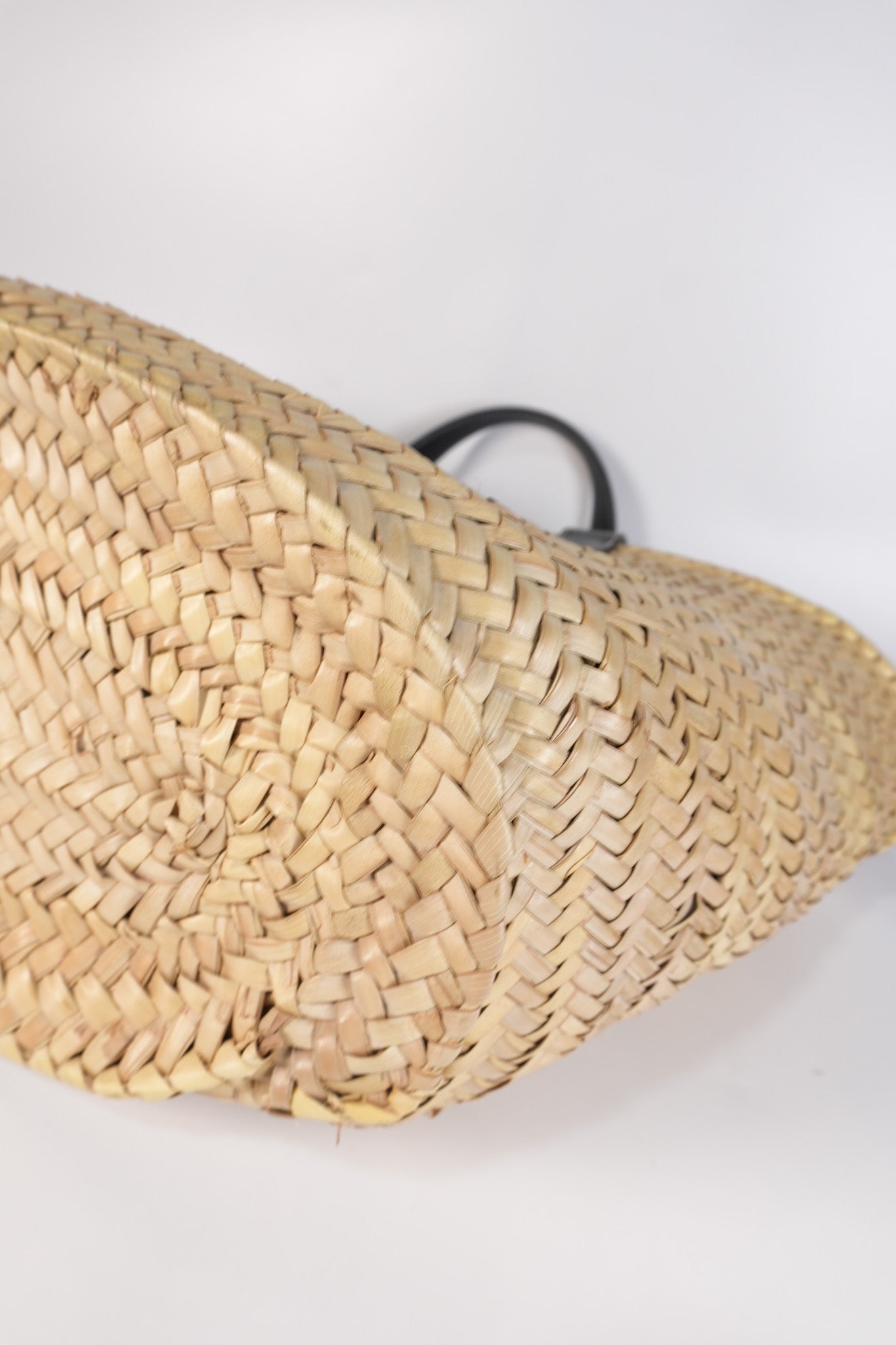 Anagram Woven Raffia Basket Bag & Black Leather | Purse Maison Luxury Bags Shop