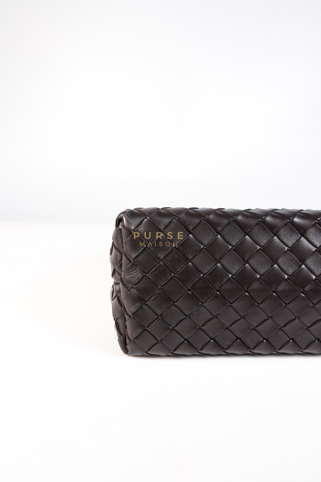 Andiamo East West Top Handle Bag in Dark Brown Intrecciato Leather | Purse Maison Luxury Bags Shop