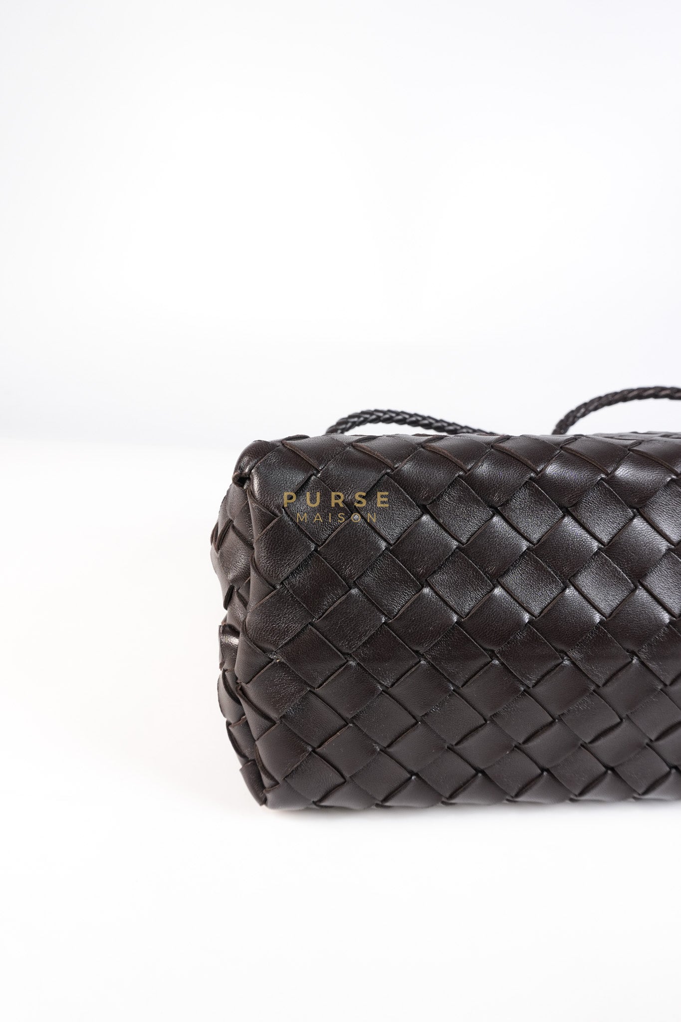 Andiamo East West Top Handle Bag in Dark Brown Intrecciato Leather | Purse Maison Luxury Bags Shop
