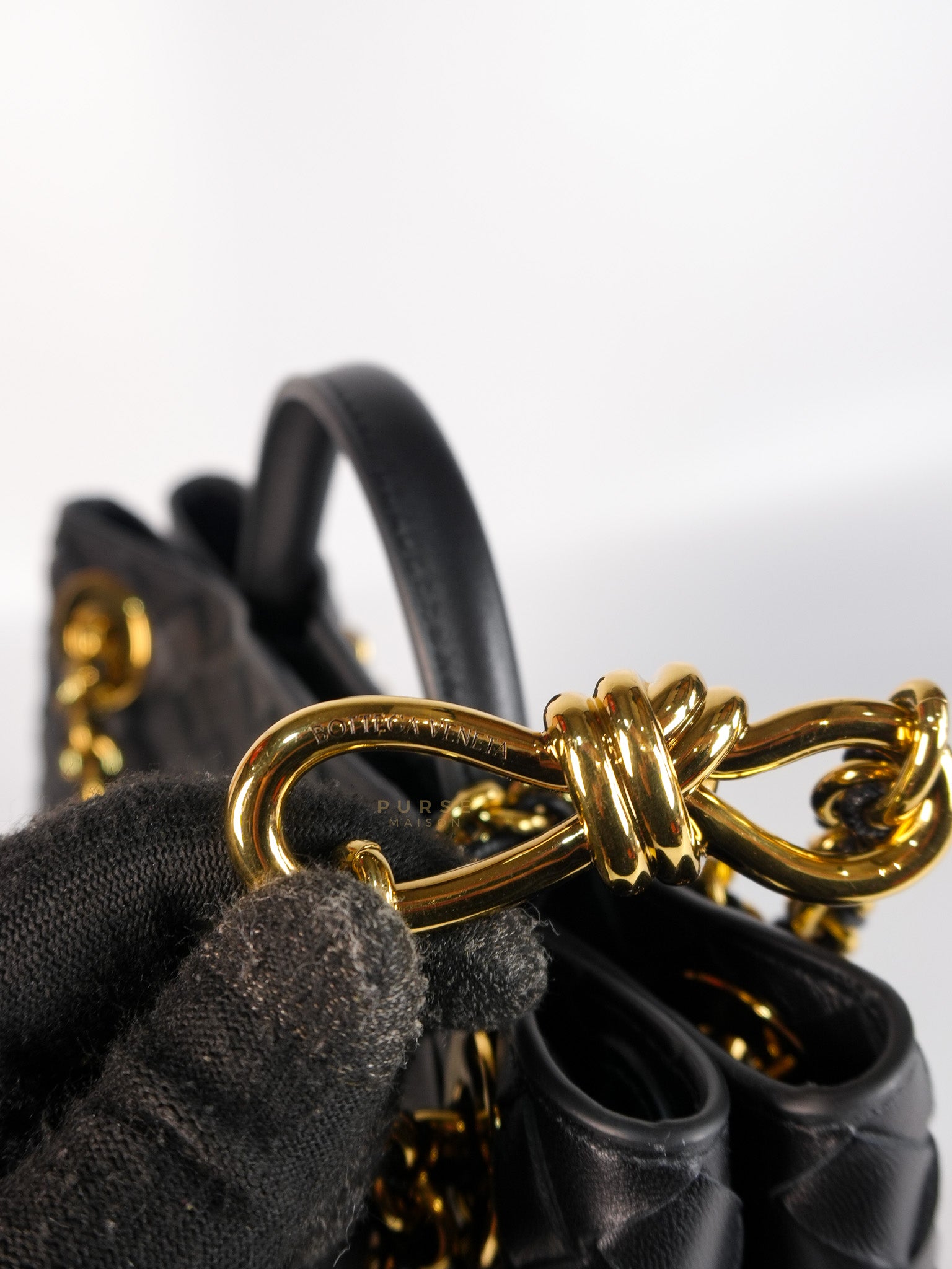 Andiamo in Small Black Intrecciato Leather | Purse Maison Luxury Bags Shop