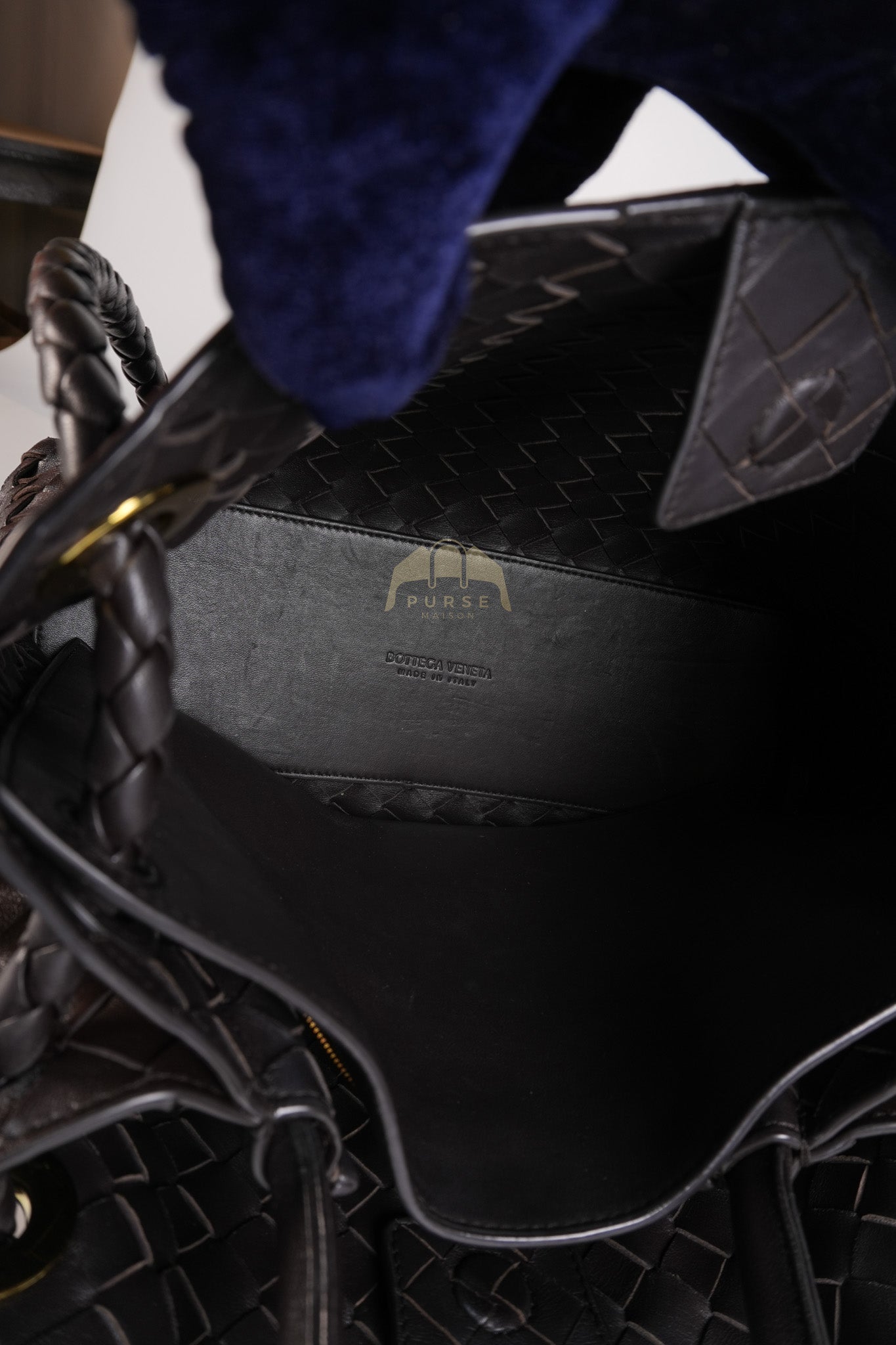 Andiamo Medium Tote Bag in Dark Brown Intrecciato Leather & Gold Hardware | Purse Maison Luxury Bags Shop