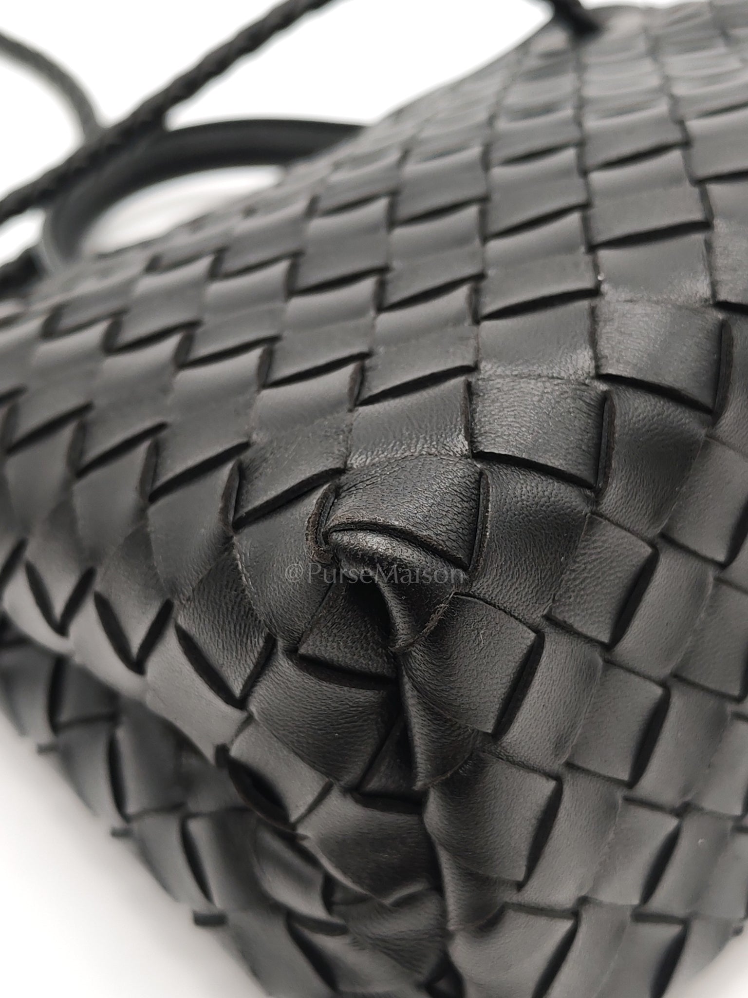 Andiamo Small in Black Intrecciato Leather Shoulder Bag | Purse Maison Luxury Bags Shop