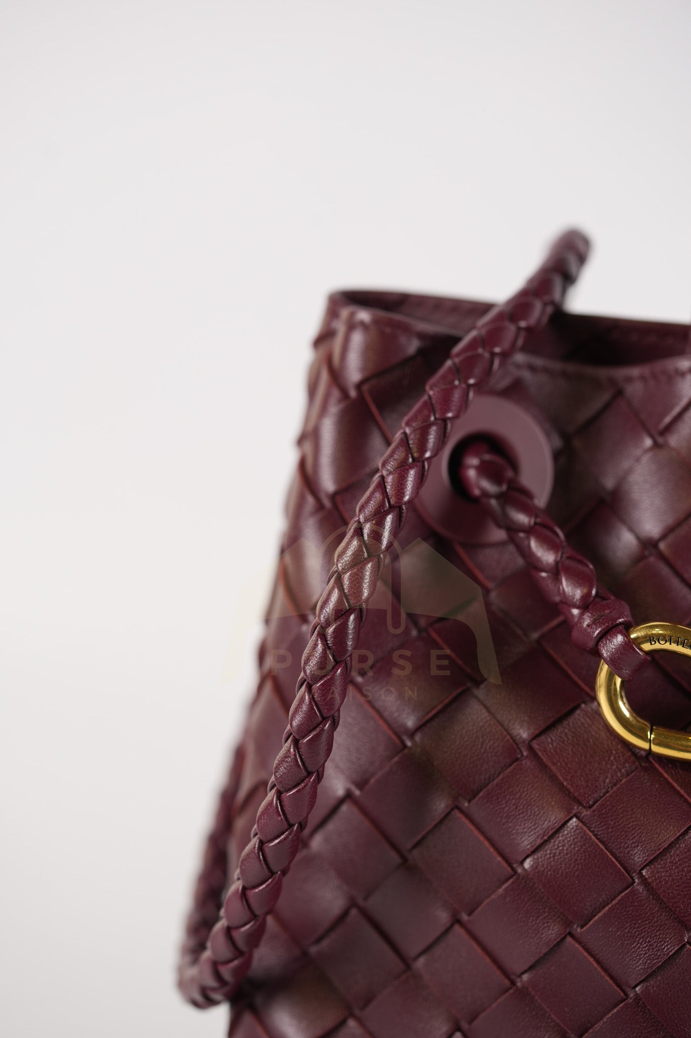 Andiamo Small in Burgundy Nappa Intrecciato Leather Shoulder Bag | Purse Maison Luxury Bags Shop