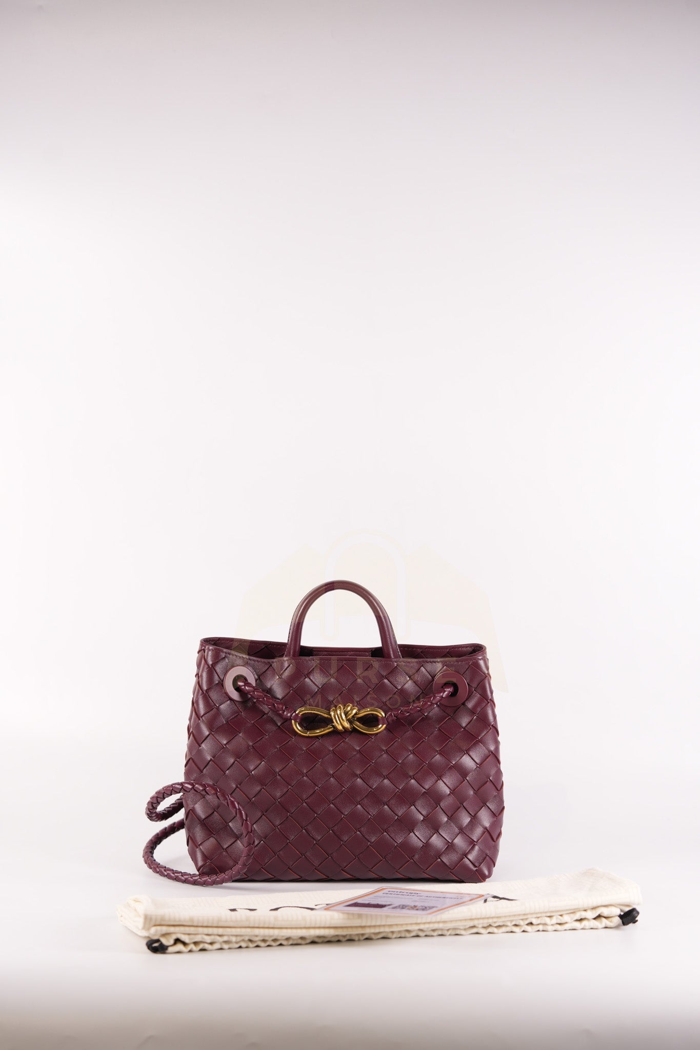 Andiamo Small in Burgundy Nappa Intrecciato Leather Shoulder Bag | Purse Maison Luxury Bags Shop