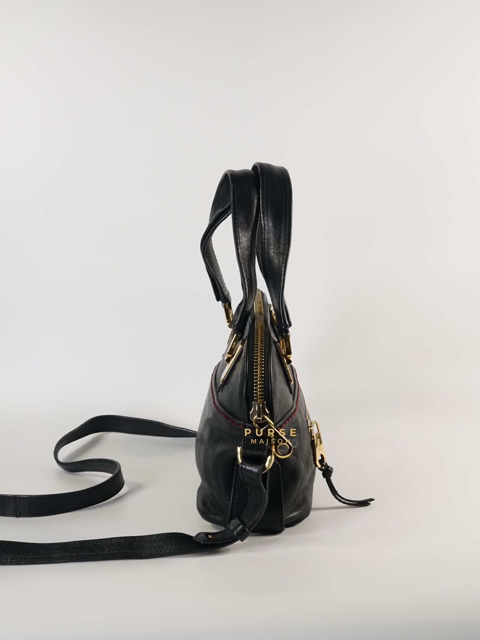 Angie Black Calfskin Two-Way Bag | Purse Maison Luxury Bags Shop