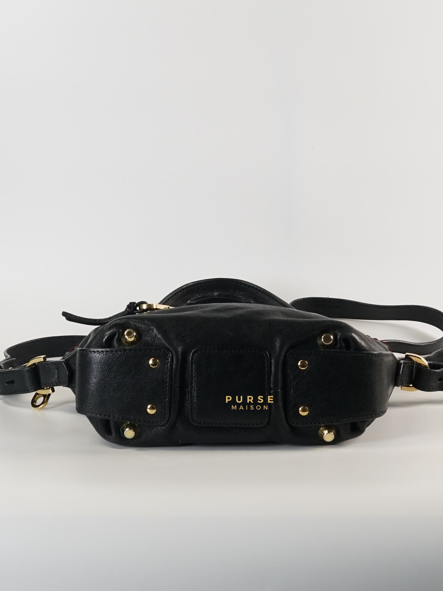 Angie Black Calfskin Two-Way Bag | Purse Maison Luxury Bags Shop