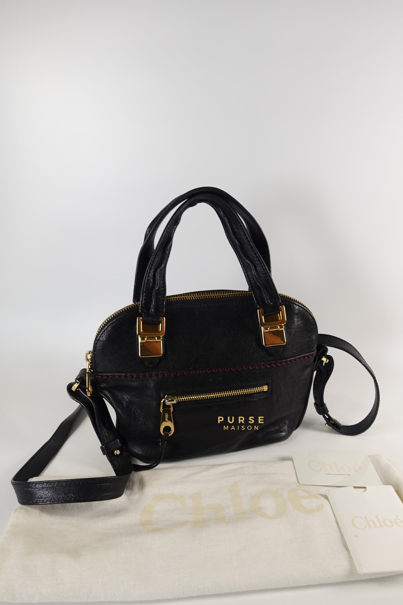 Angie Black Calfskin Two-Way Bag | Purse Maison Luxury Bags Shop