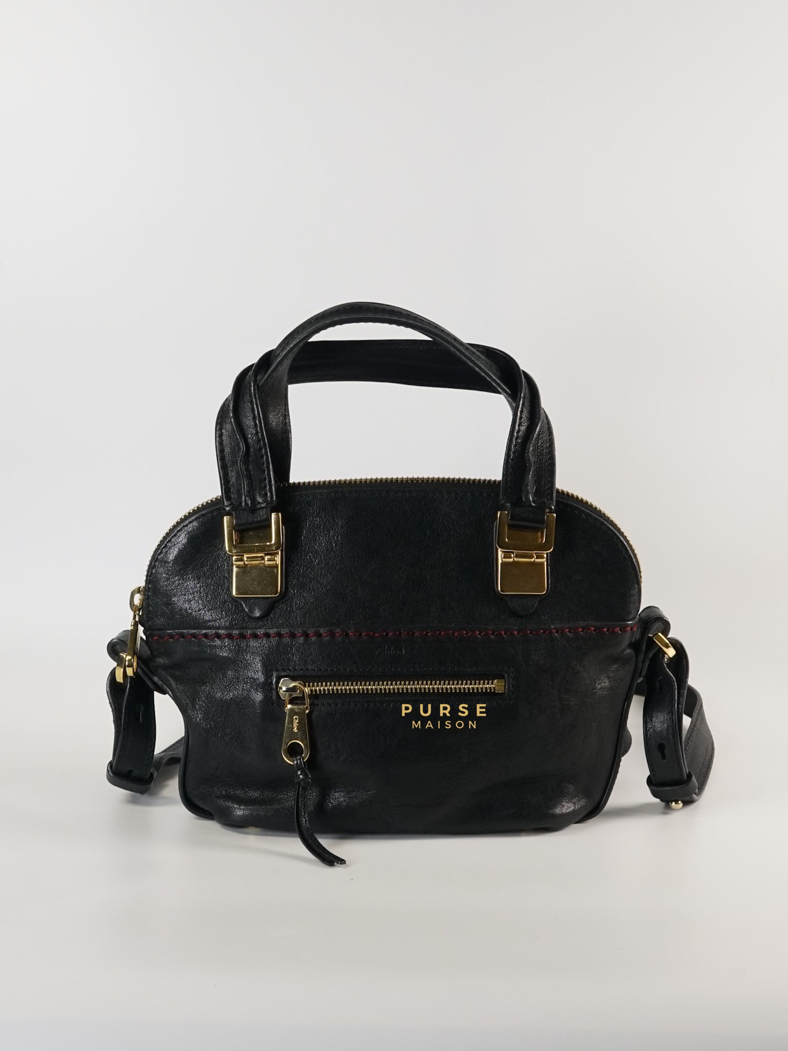 Angie Black Calfskin Two-Way Bag | Purse Maison Luxury Bags Shop