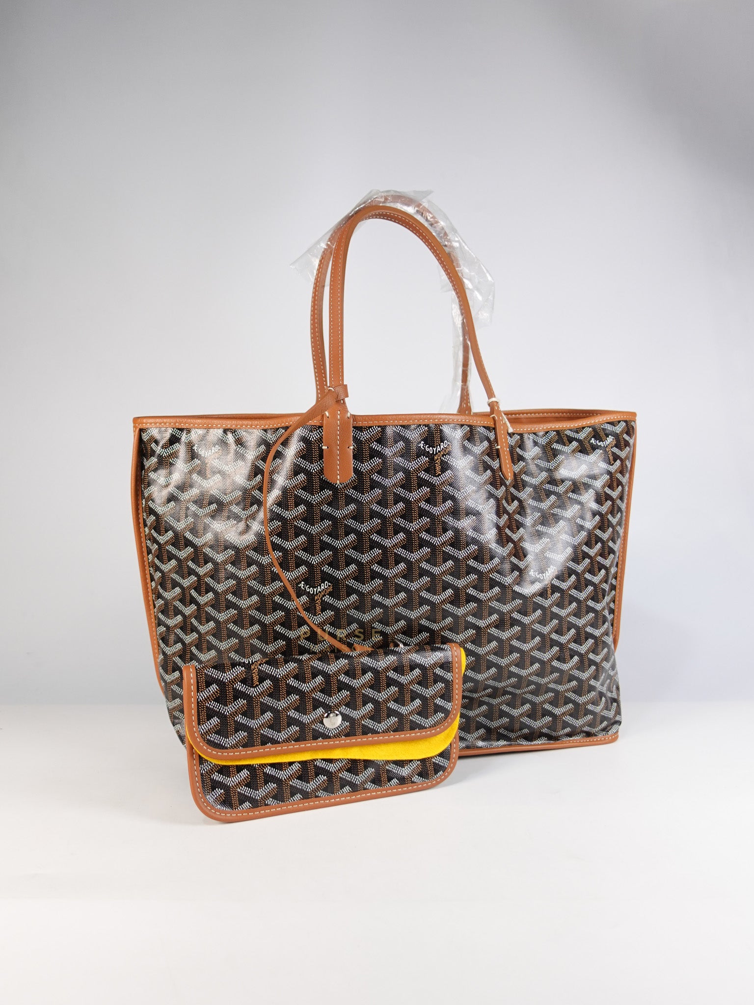 Anjou PM in Black/Tan Goyardine Canvas | Purse Maison Luxury Bags Shop
