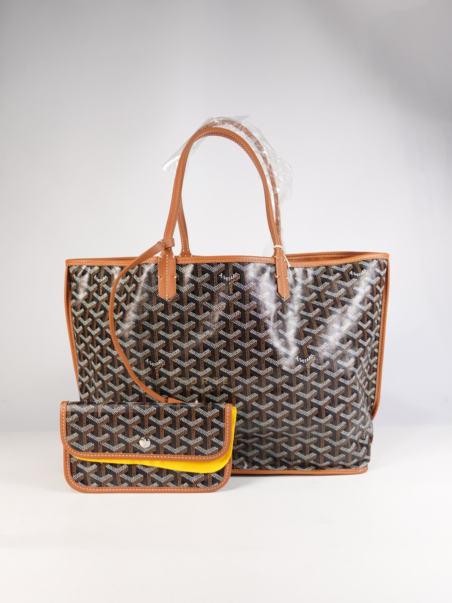 Anjou PM in Black/Tan Goyardine Canvas | Purse Maison Luxury Bags Shop