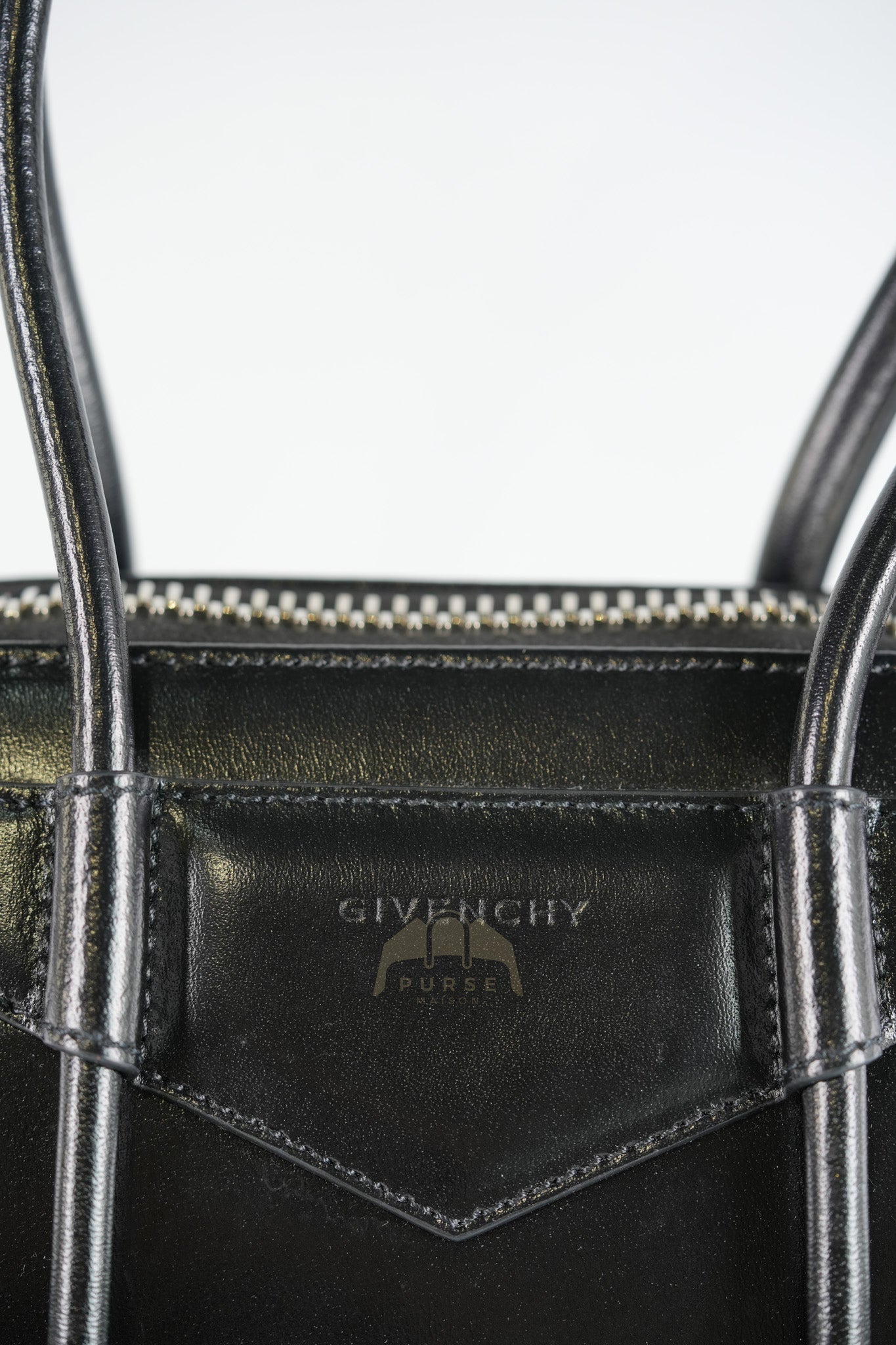 Antigona Lock Mini Handbag in Black Smooth Shiny Calfskin Leather | Purse Maison Luxury Bags Shop