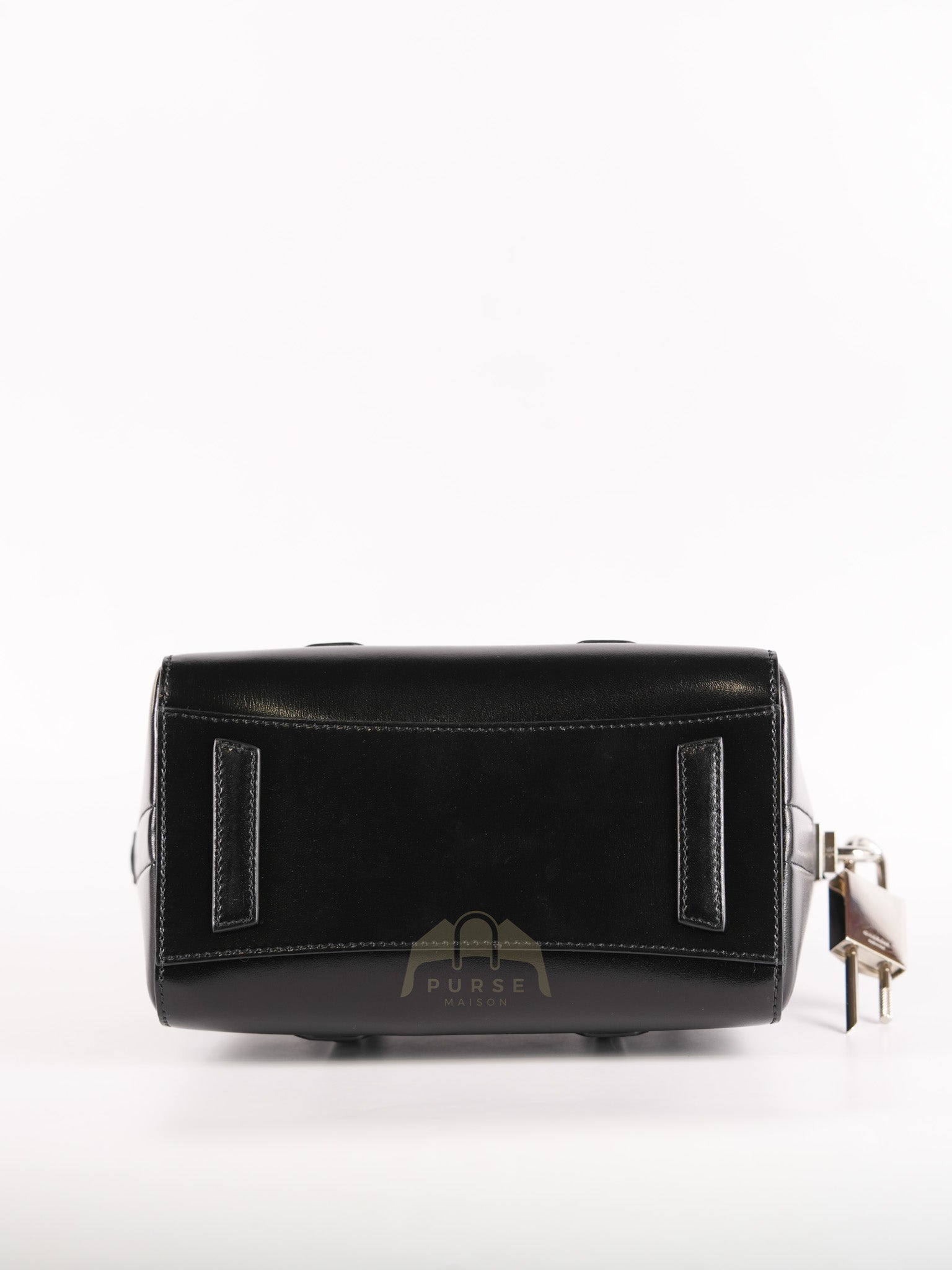 Antigona Lock Mini Handbag in Black Smooth Shiny Calfskin Leather | Purse Maison Luxury Bags Shop