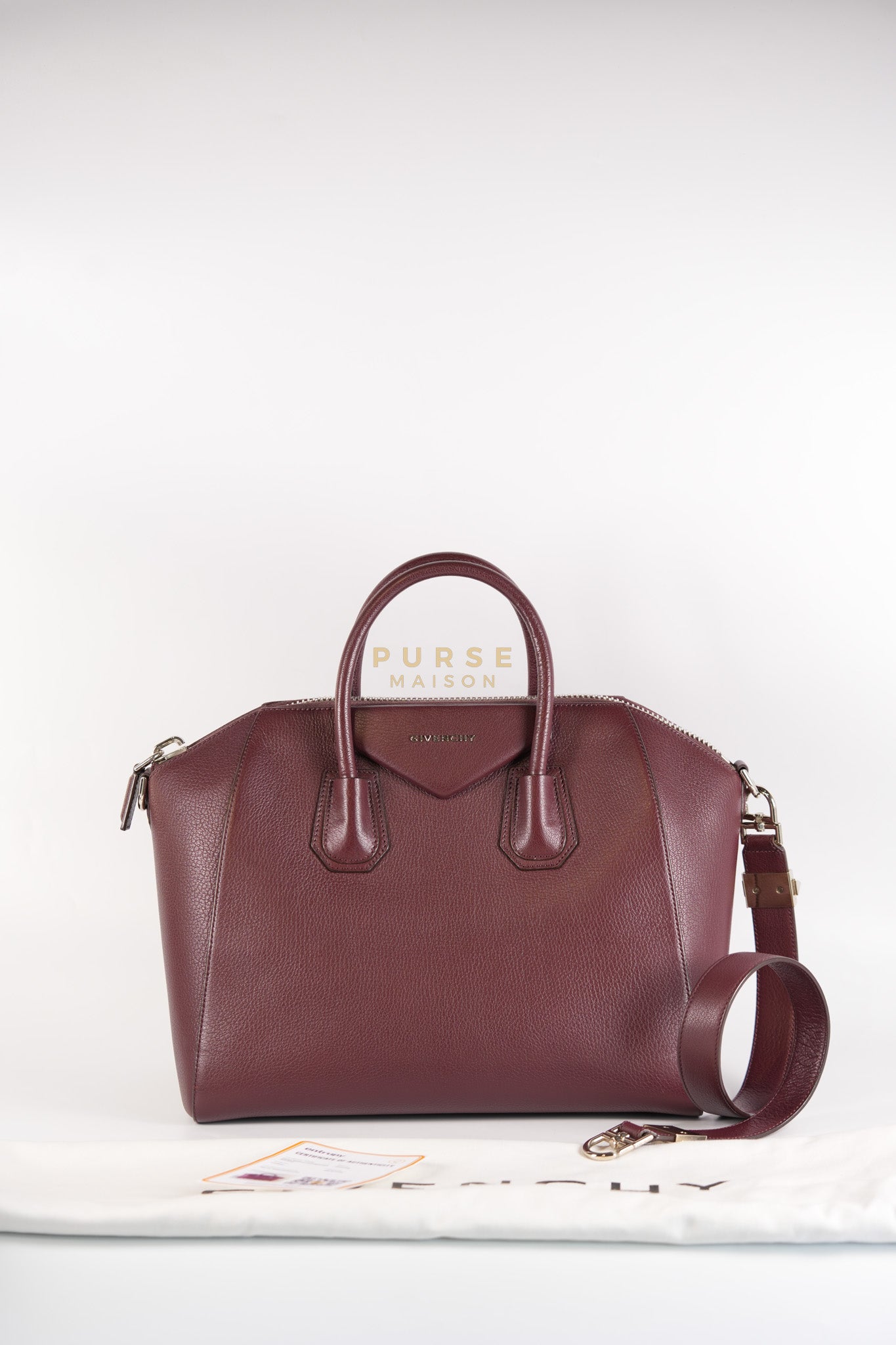 Antigona Medium Bag in Burgundy Goatskin Leather | Purse Maison Luxury Bags Shop