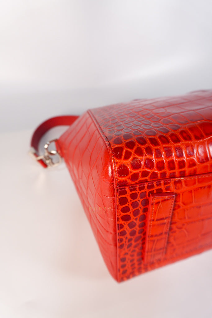 Antigona Medium in Red Crocodile Leather Silver Hardware | Purse Maison Luxury Bags Shop