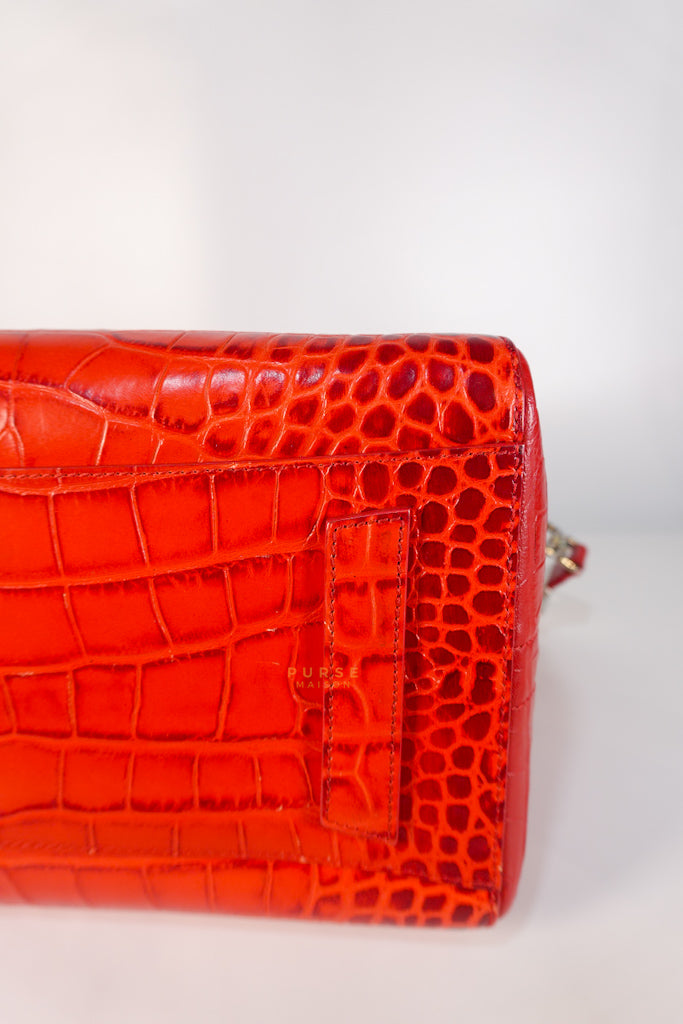 Antigona Medium in Red Crocodile Leather Silver Hardware | Purse Maison Luxury Bags Shop