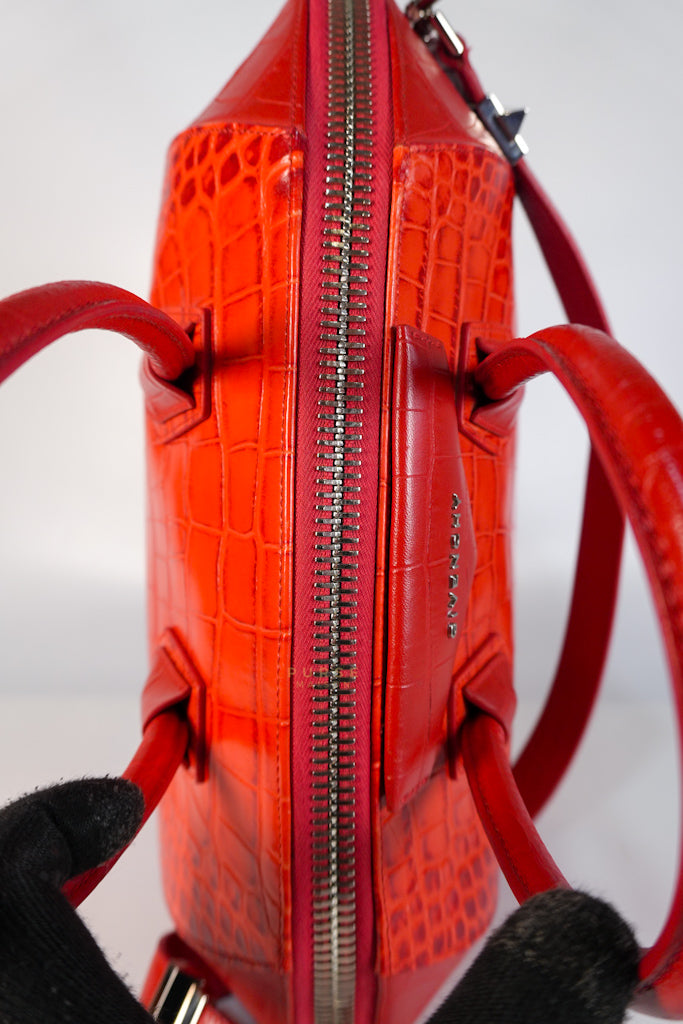 Antigona Medium in Red Crocodile Leather Silver Hardware | Purse Maison Luxury Bags Shop