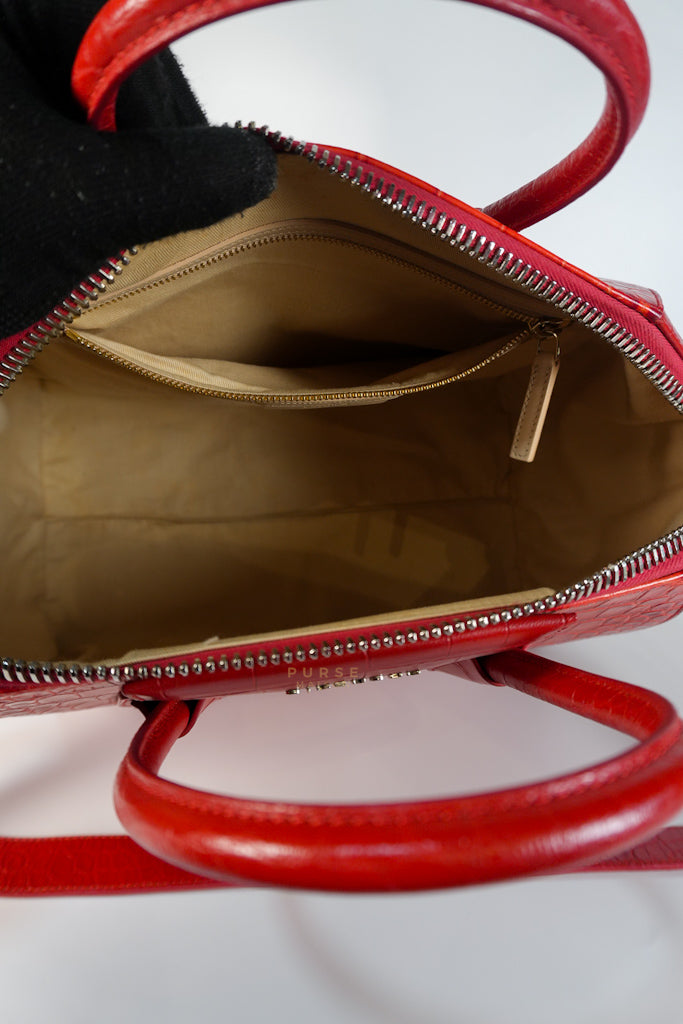 Antigona Medium in Red Crocodile Leather Silver Hardware | Purse Maison Luxury Bags Shop