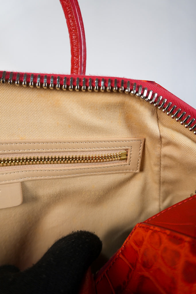 Antigona Medium in Red Crocodile Leather Silver Hardware | Purse Maison Luxury Bags Shop