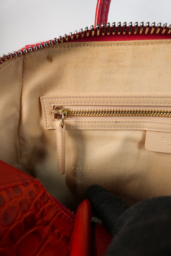 Antigona Medium in Red Crocodile Leather Silver Hardware | Purse Maison Luxury Bags Shop