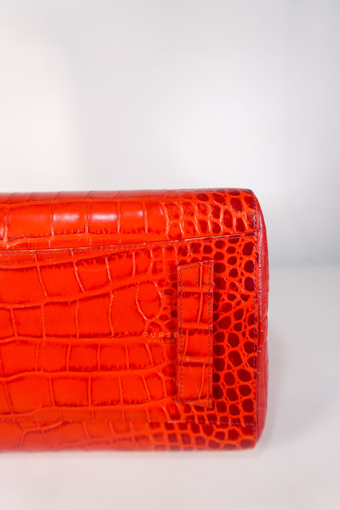 Antigona Medium in Red Crocodile Leather Silver Hardware | Purse Maison Luxury Bags Shop