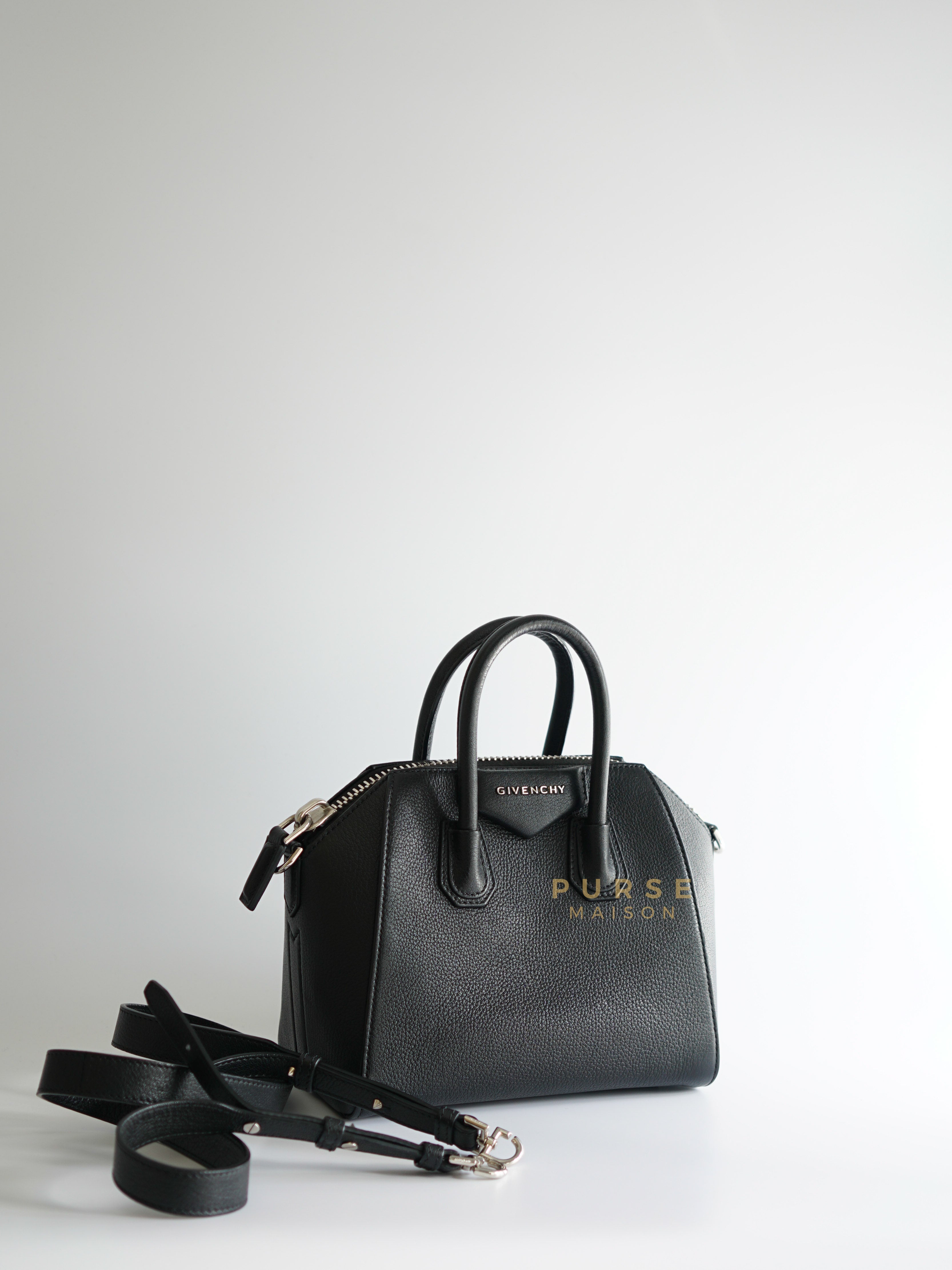 Antigona Mini Black Goatskin Canvas Bag | Purse Maison Luxury Bags Shop