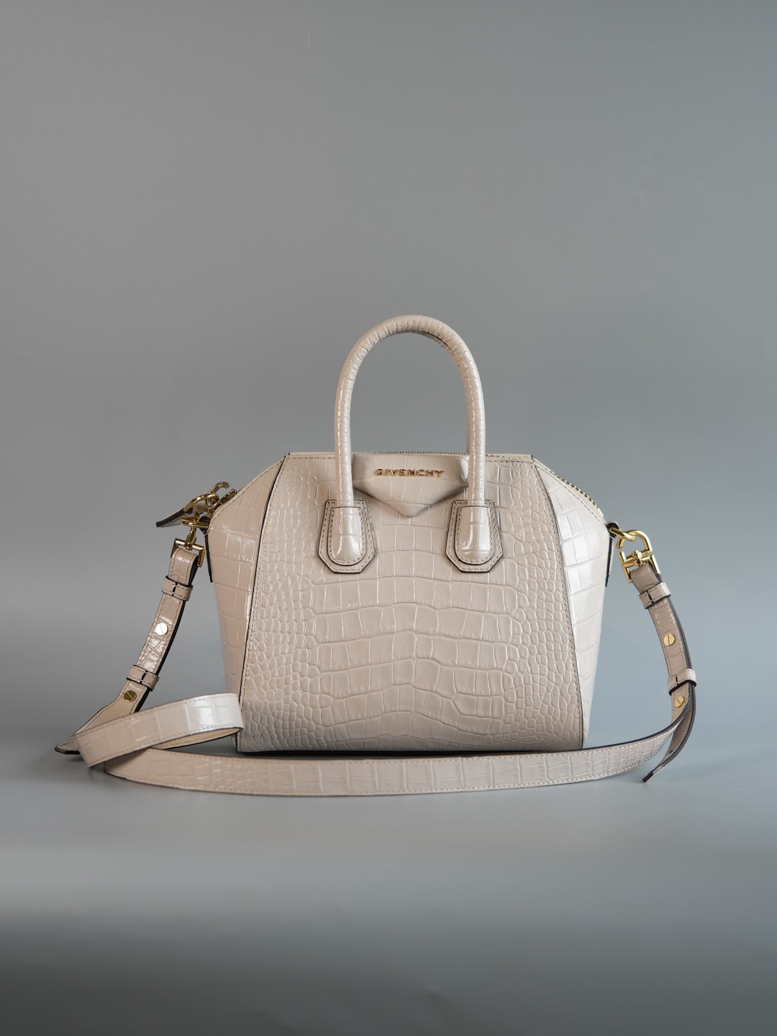 Antigona Mini Dune Crocodile Embossed Calfskin Leather | Purse Maison Luxury Bags Shop