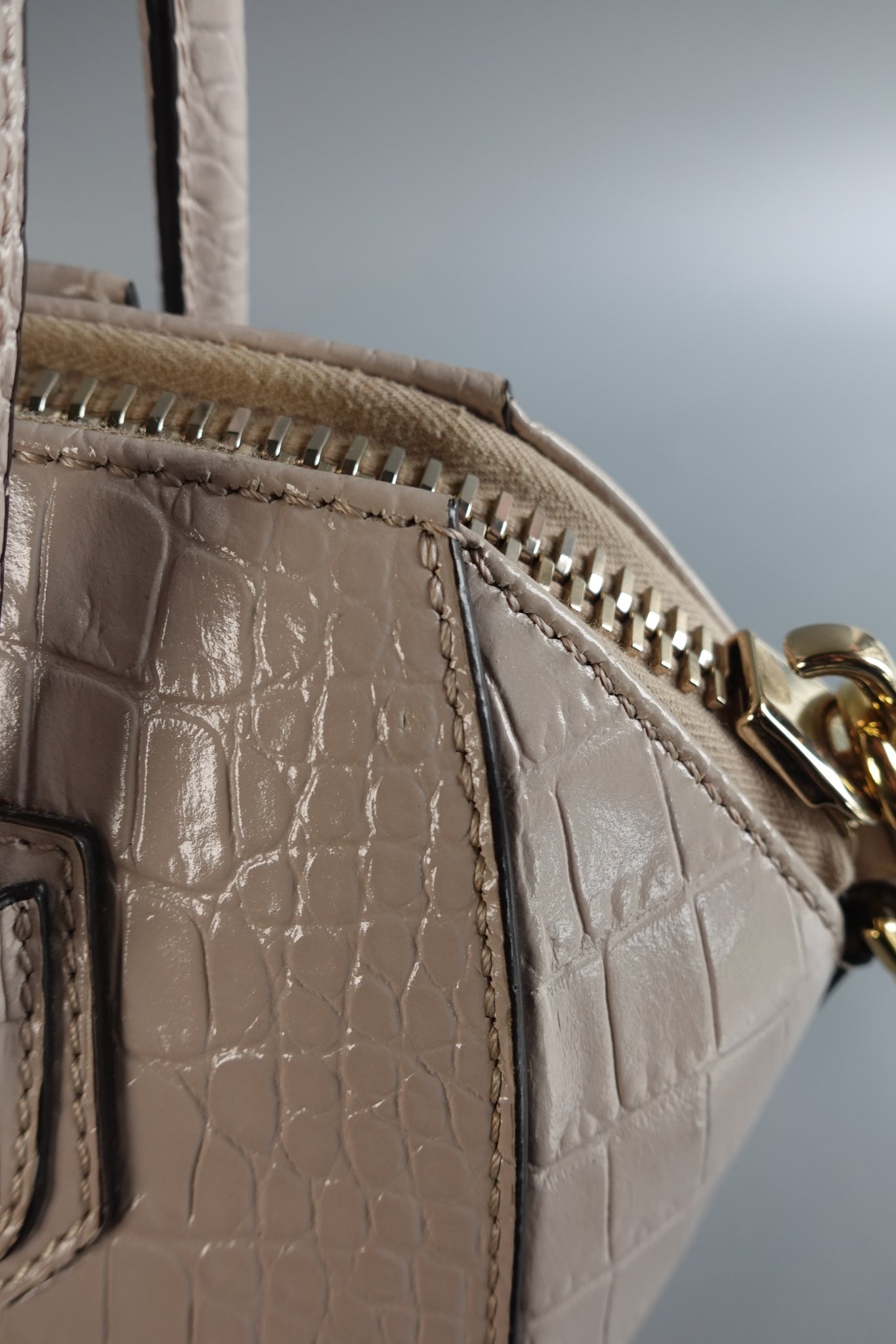 Antigona Mini Dune Crocodile Embossed Calfskin Leather | Purse Maison Luxury Bags Shop