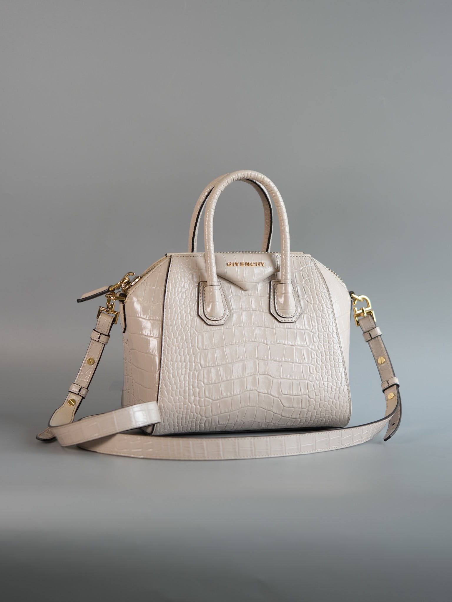 Antigona Mini Dune Crocodile Embossed Calfskin Leather | Purse Maison Luxury Bags Shop