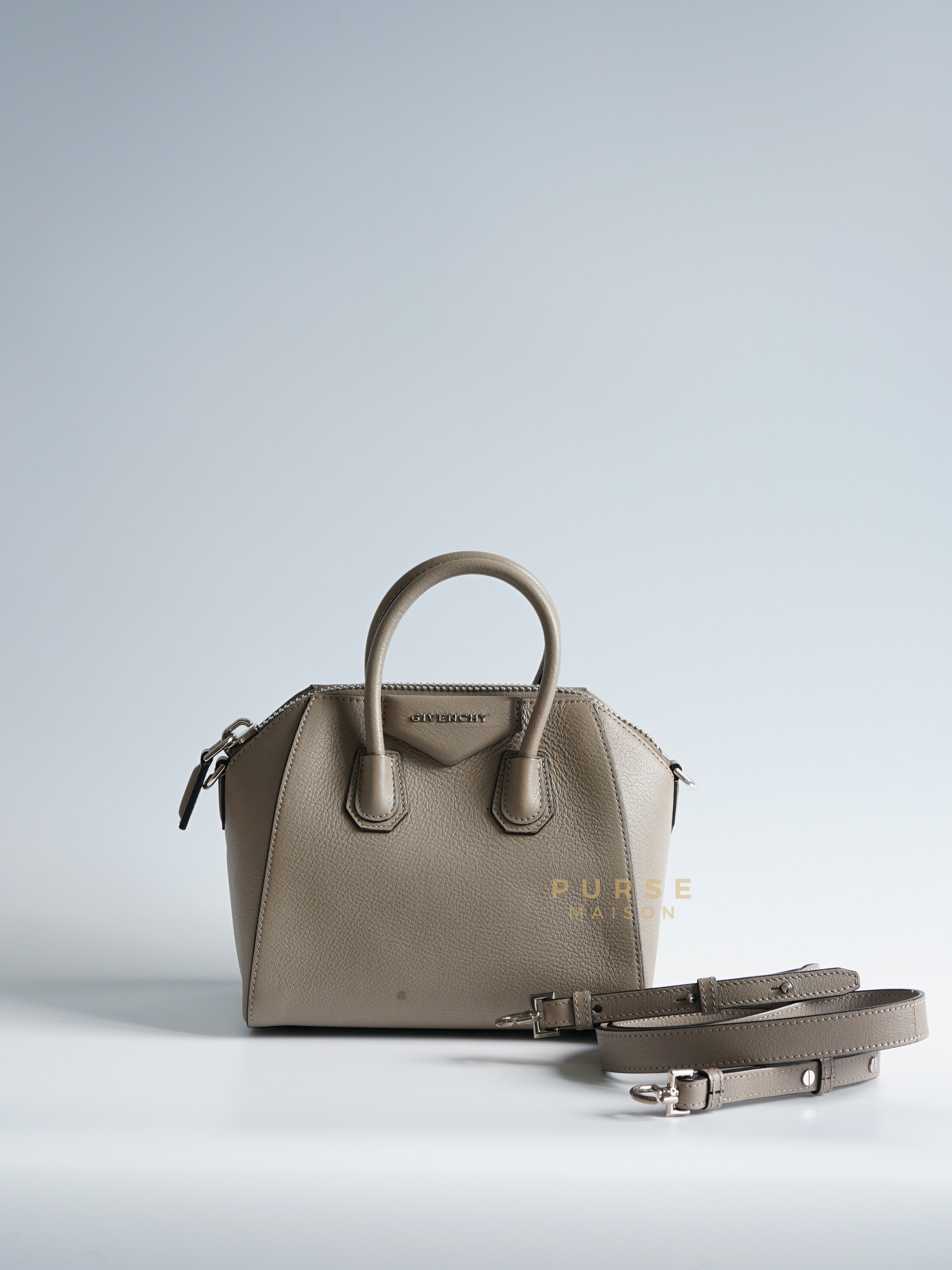 Antigona Mini Gray Goatskin Canvas Bag | Purse Maison Luxury Bags Shop