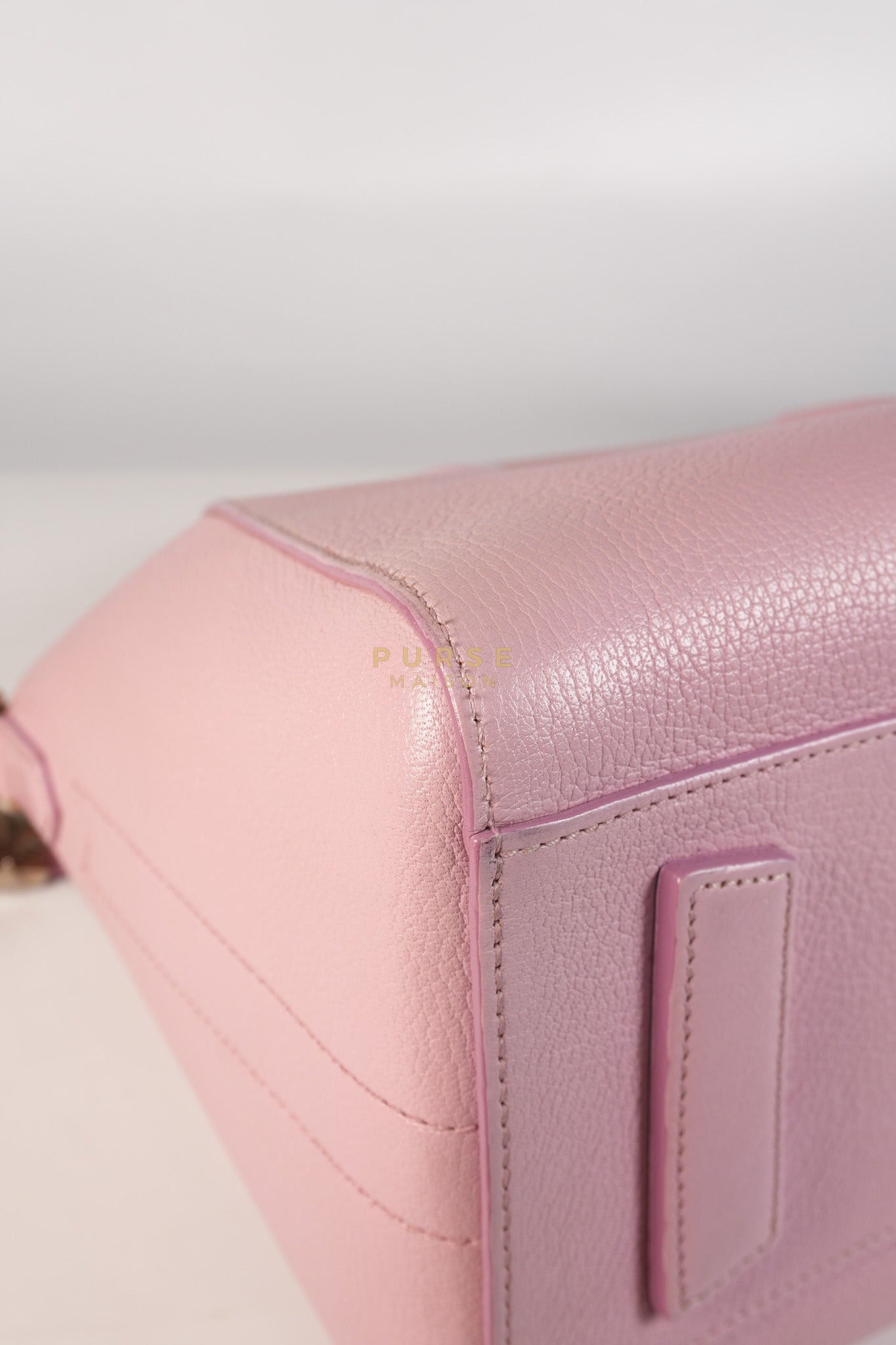 Antigona Small Bag in Pink Grained Calfskin Leather & Silver Hardware | Purse Maison Luxury Bags Shop