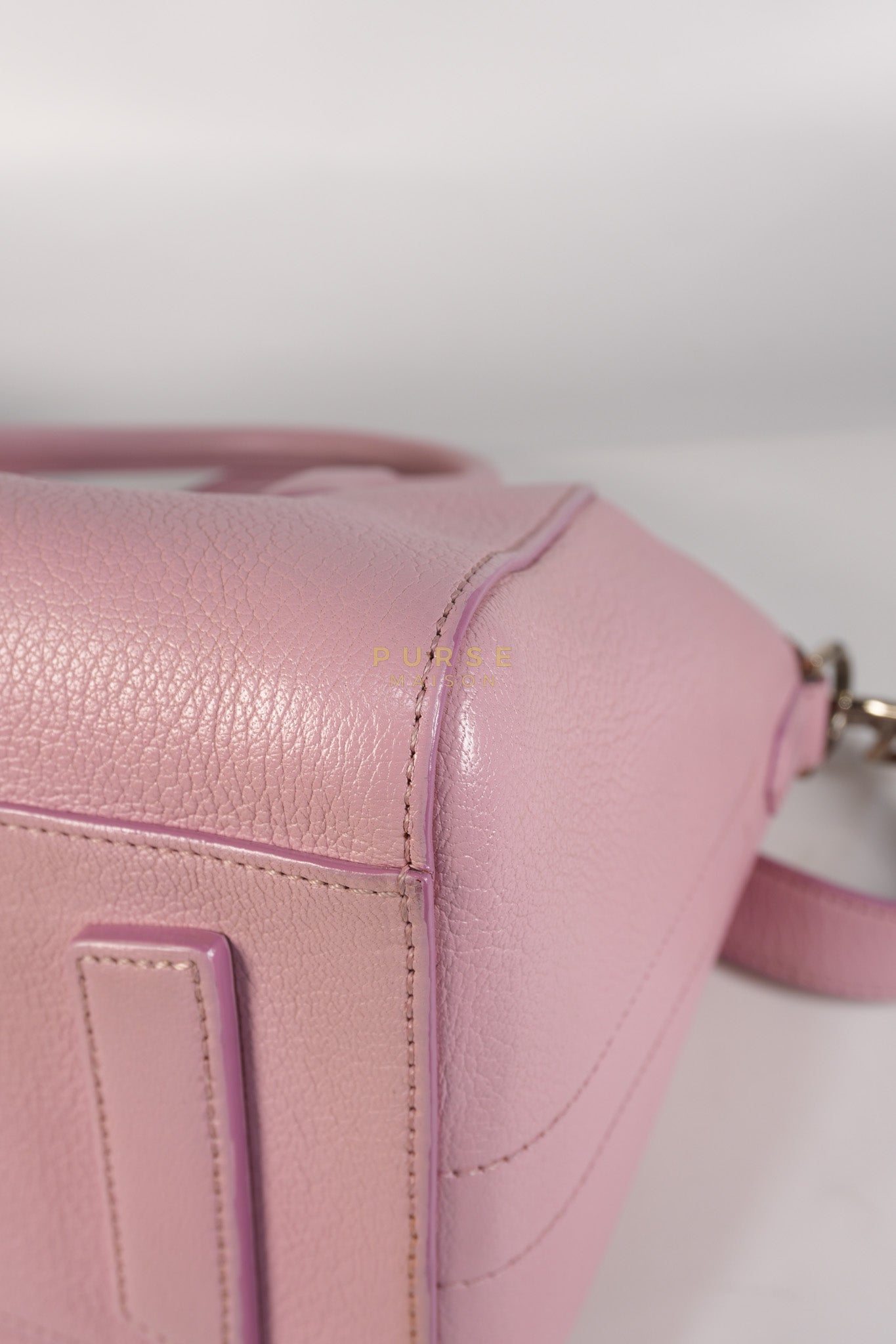 Antigona Small Bag in Pink Grained Calfskin Leather & Silver Hardware | Purse Maison Luxury Bags Shop