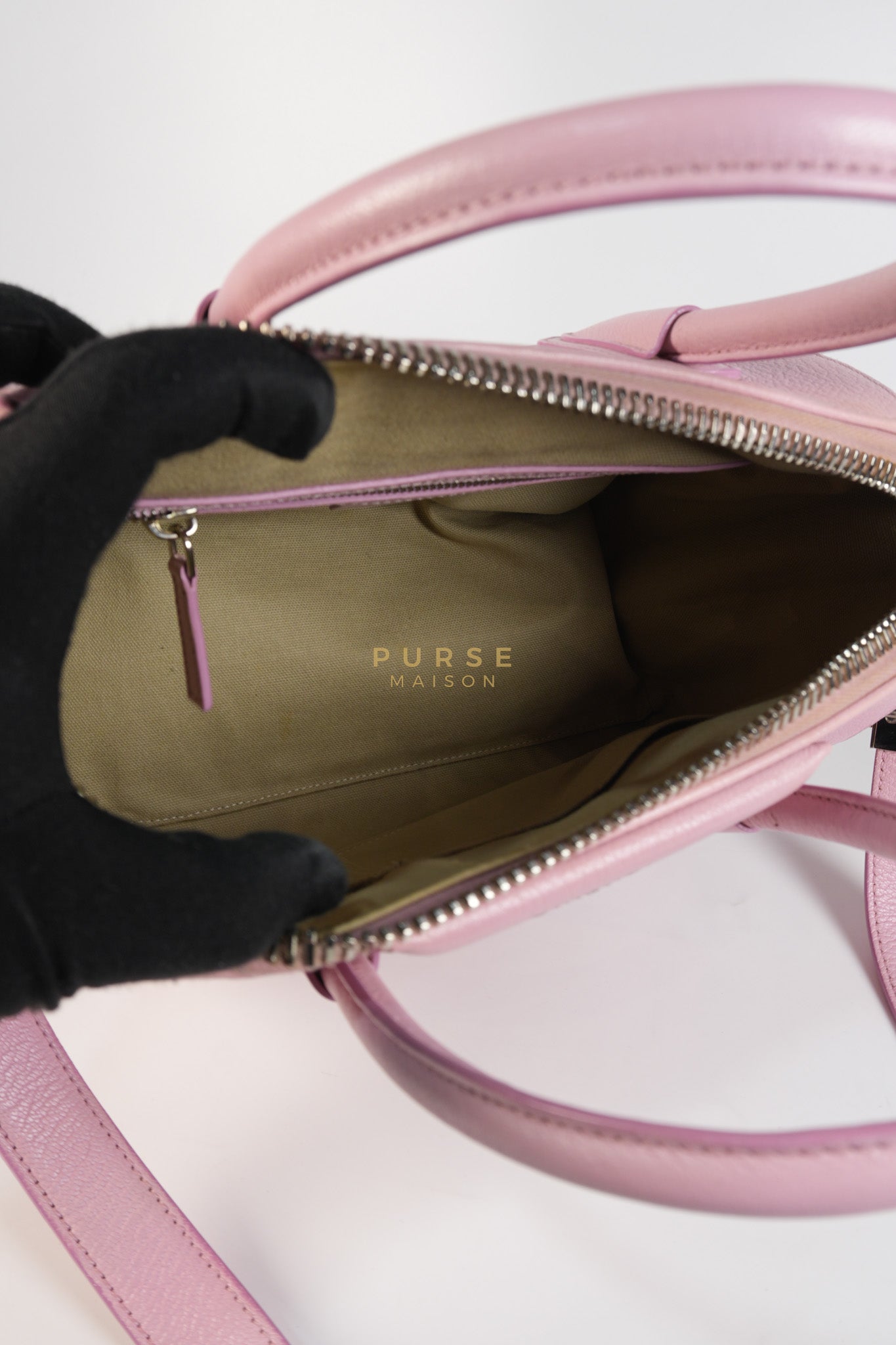 Antigona Small Bag in Pink Grained Calfskin Leather & Silver Hardware | Purse Maison Luxury Bags Shop