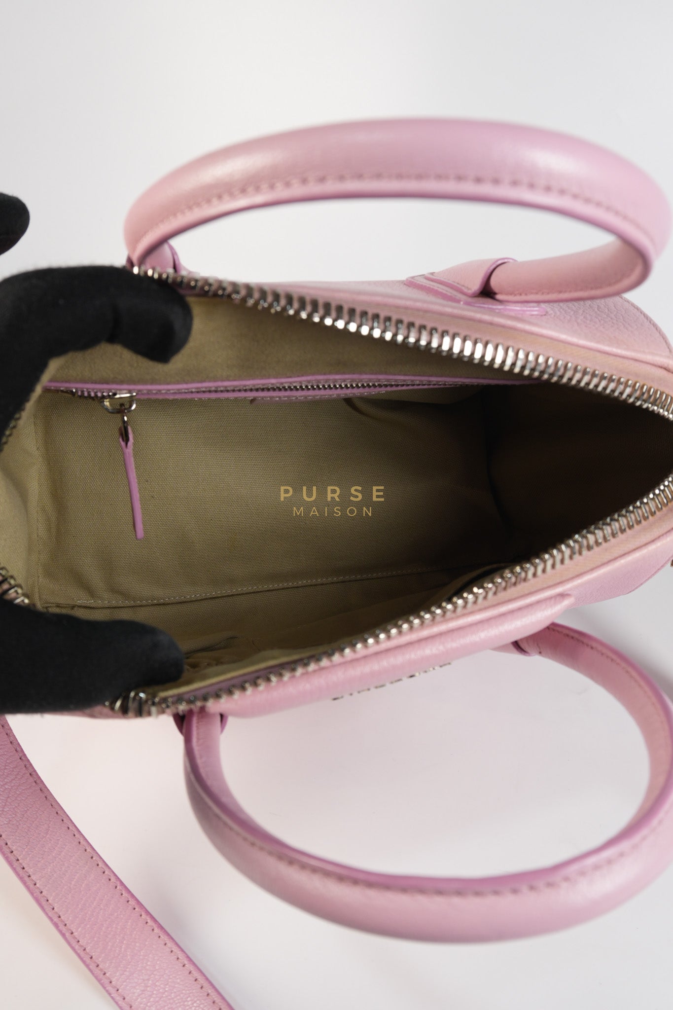 Antigona Small Bag in Pink Grained Calfskin Leather & Silver Hardware | Purse Maison Luxury Bags Shop